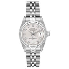 Rolex Datejust Damenuhr aus Stahl und Weißgold mit Diamant-Zifferblatt 69174 Boxpapiere