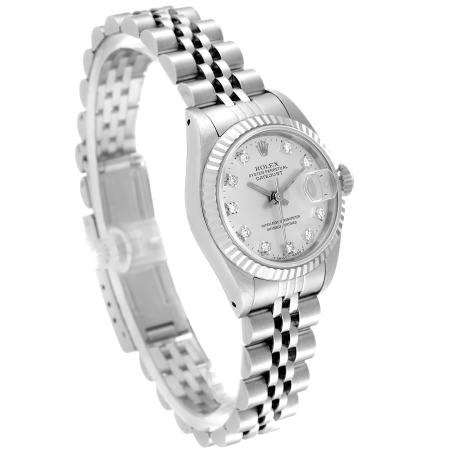 Rolex Datejust Steel White Gold Diamond Dial Ladies Watch 69174 In Good Condition In Atlanta, GA