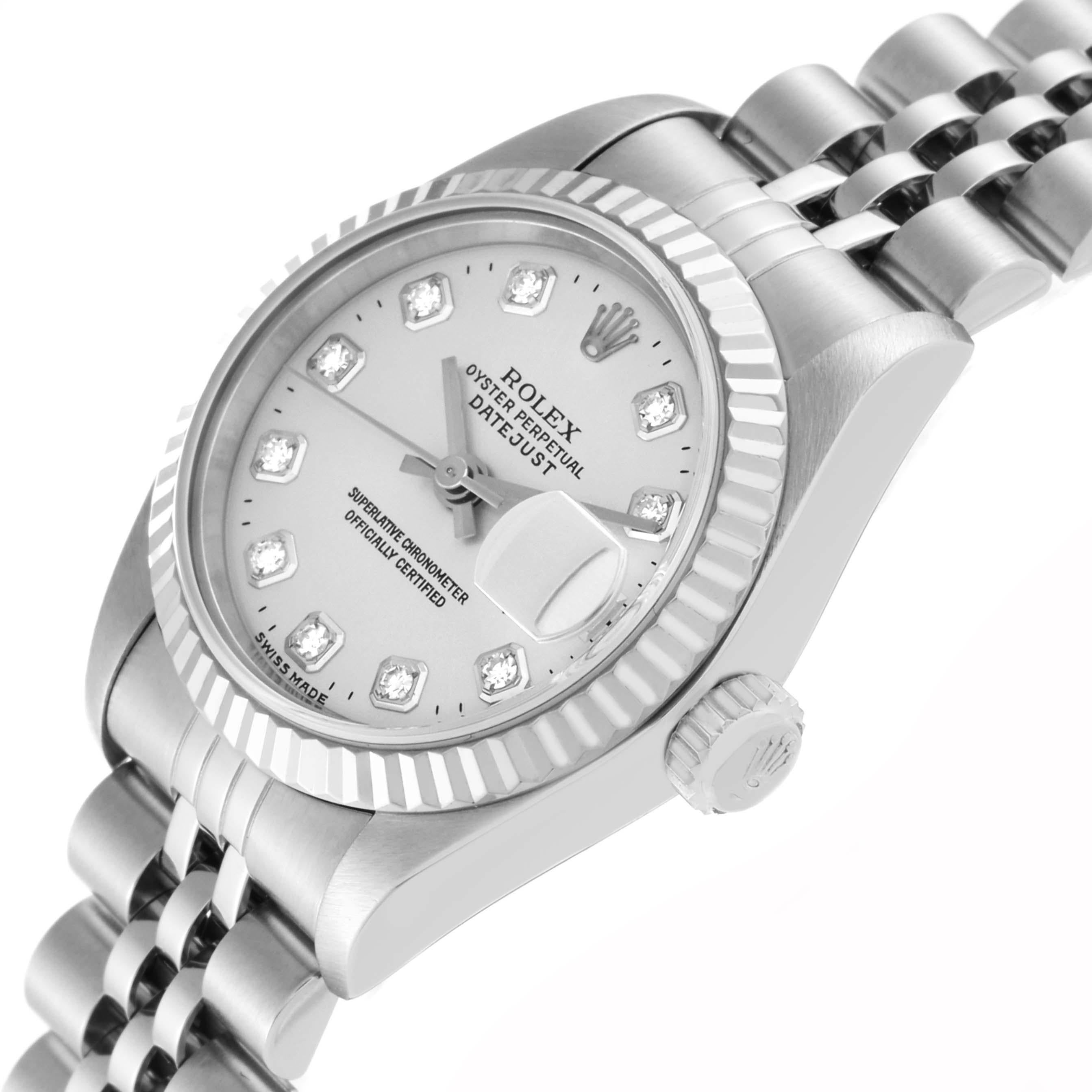 Women's Rolex Datejust Steel White Gold Diamond Dial Ladies Watch 69174 For Sale