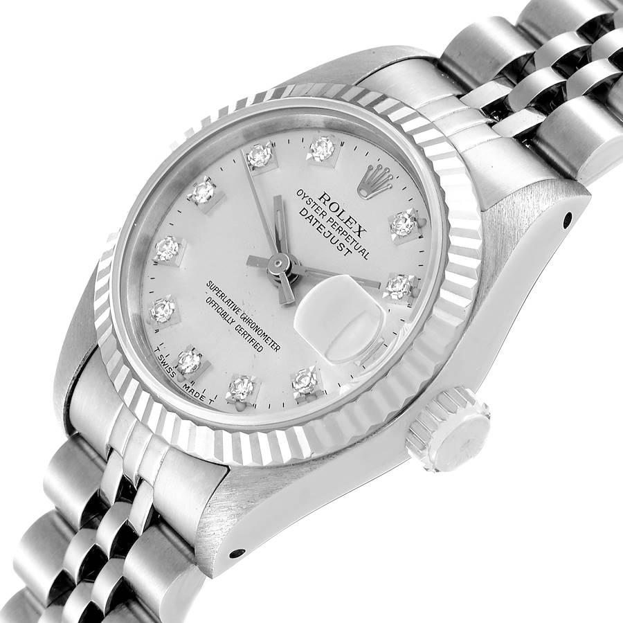 Rolex Datejust Steel White Gold Diamond Dial Ladies Watch 69174 1