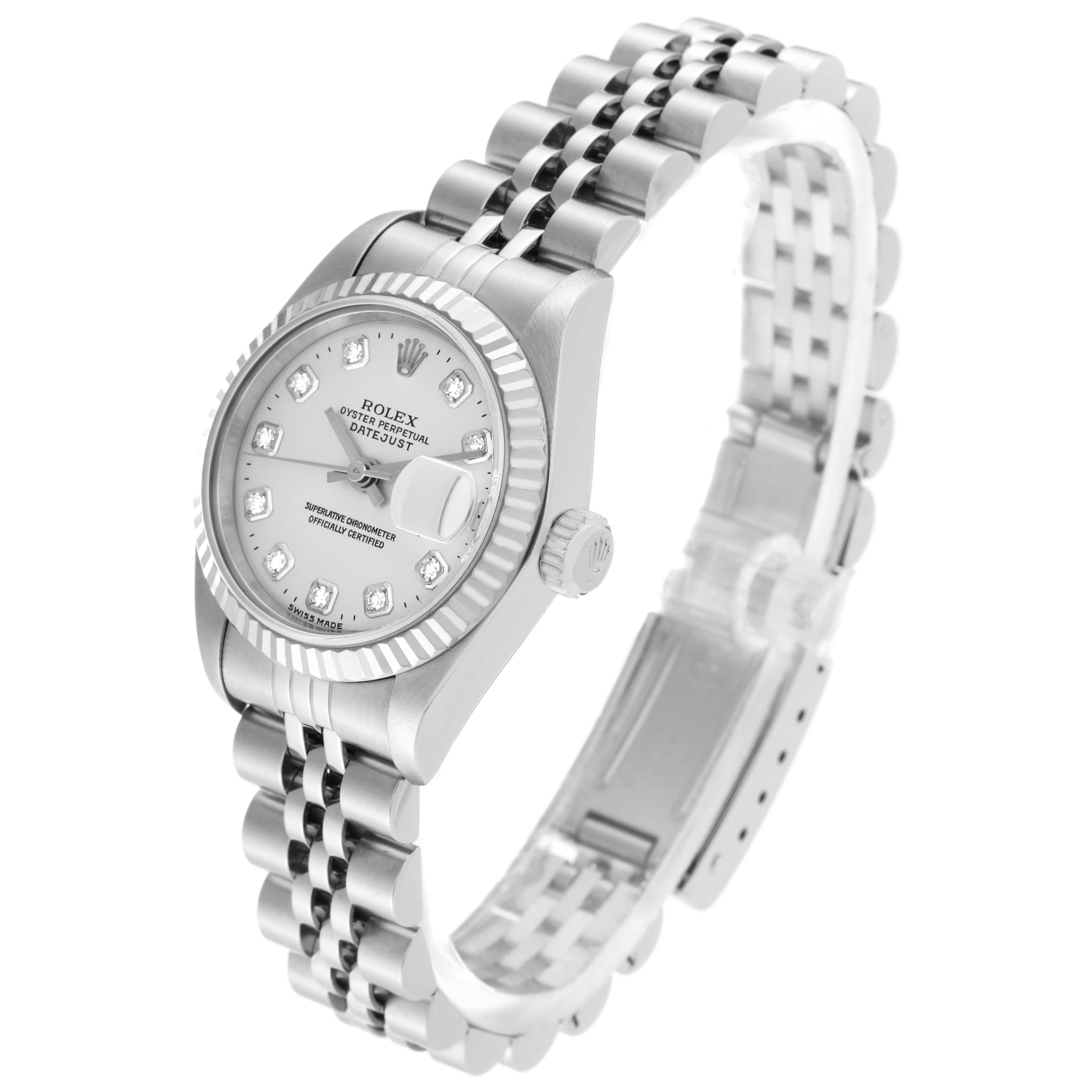 Rolex Montre Datejust en acier, or blanc et cadran en diamant, pour femmes 69174 en vente 2