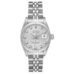 Rolex Datejust Steel White Gold Diamond Dial Ladies Watch 69174