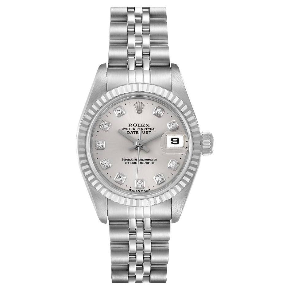 Rolex Datejust Damenuhr aus Stahl mit Weißgold-Diamant-Zifferblatt 69174