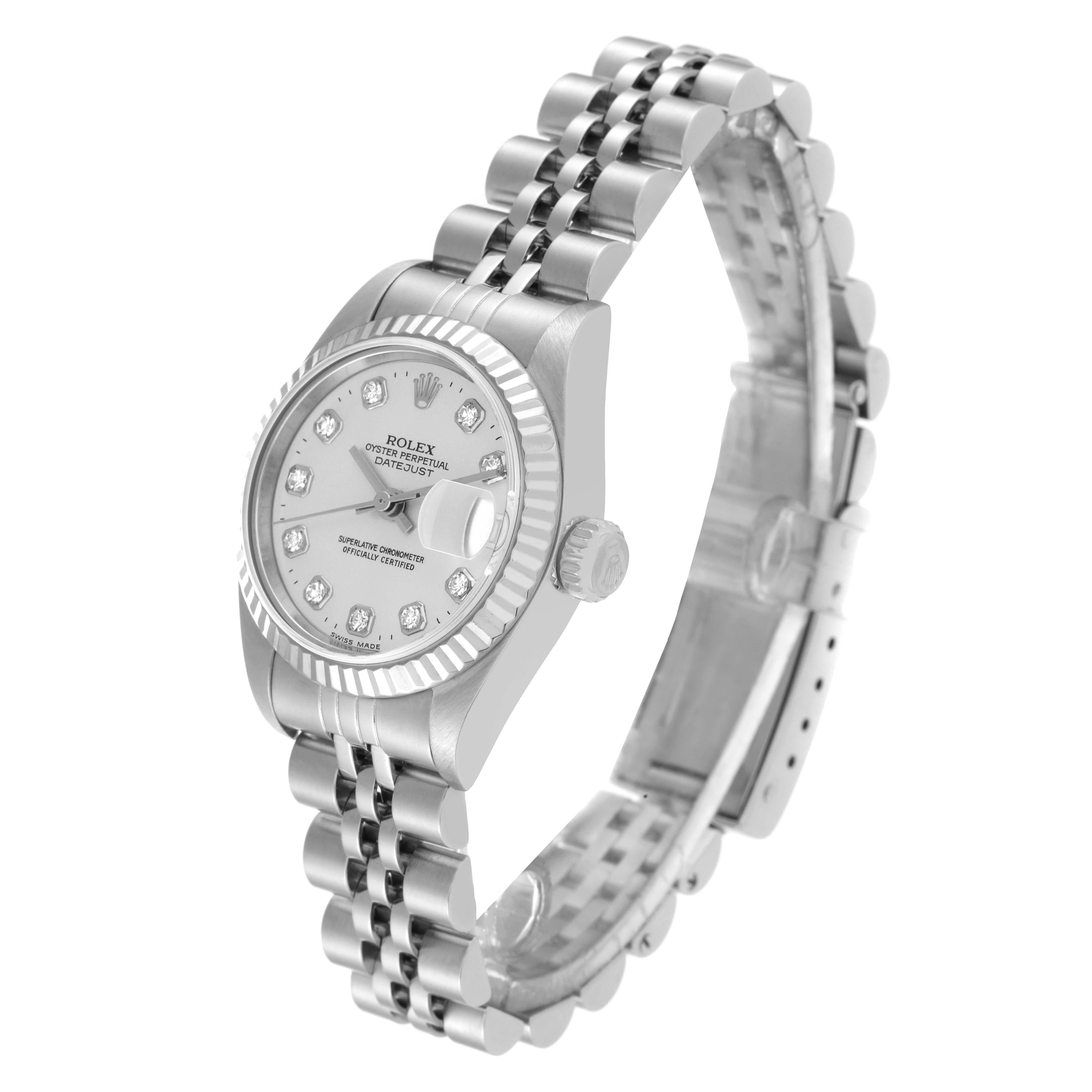 Women's Rolex Datejust Steel White Gold Diamond Dial Ladies Watch 79174 Box Papers