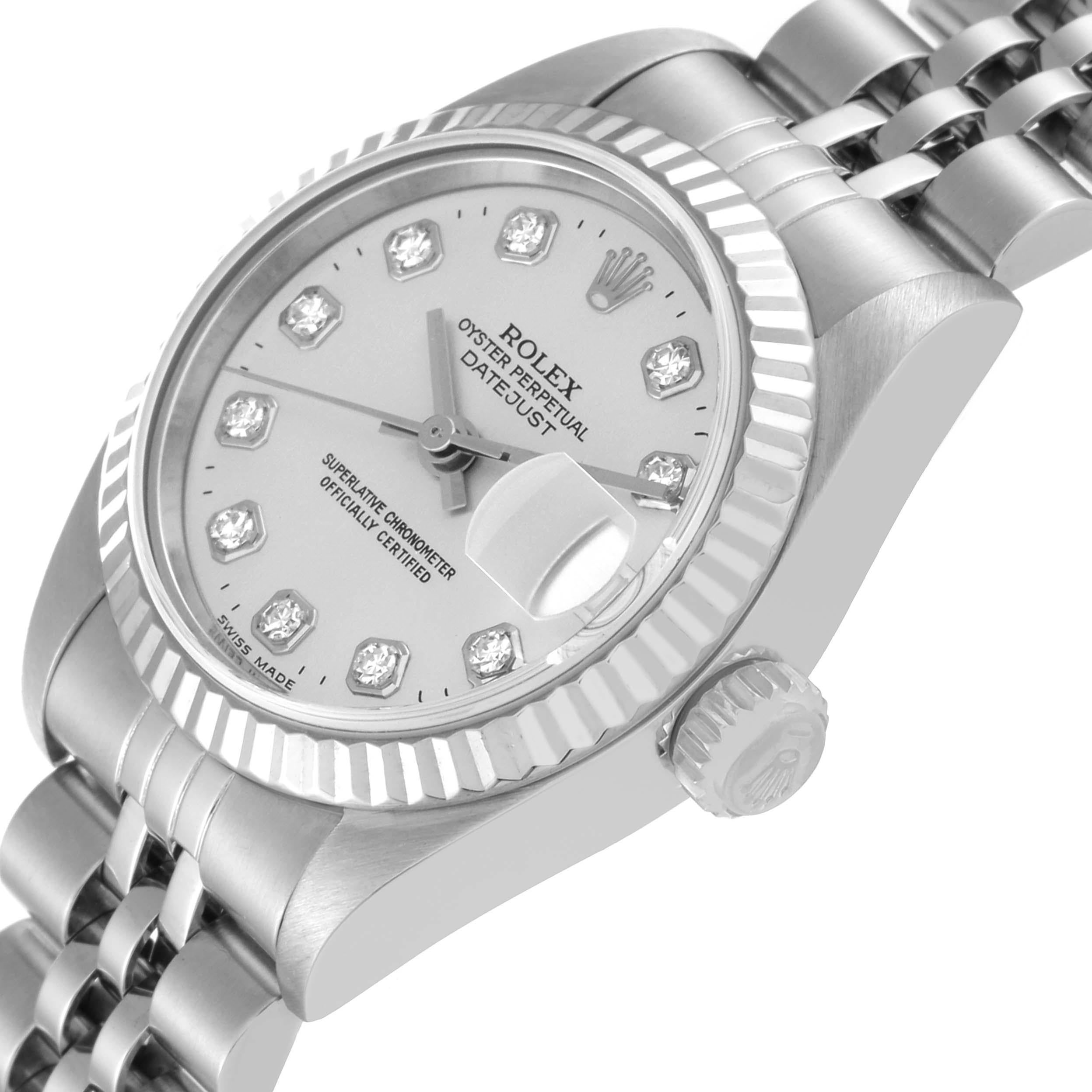 Rolex Datejust Steel White Gold Diamond Dial Ladies Watch 79174 Box Papers 1