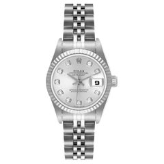 Rolex Datejust Steel White Gold Diamond Dial Ladies Watch 79174 Box Papers