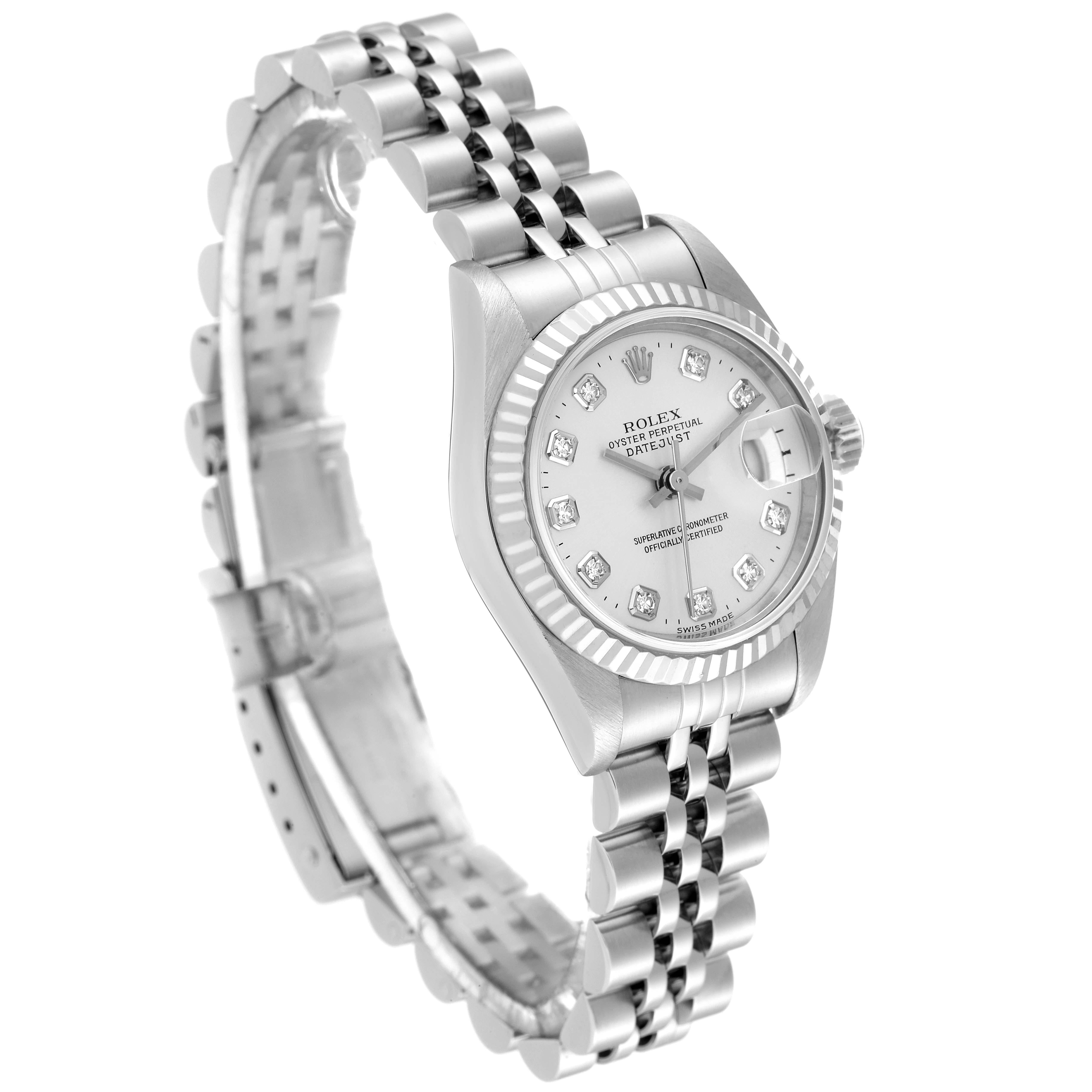 Rolex Datejust Steel White Gold Diamond Dial Ladies Watch 79174 In Good Condition In Atlanta, GA