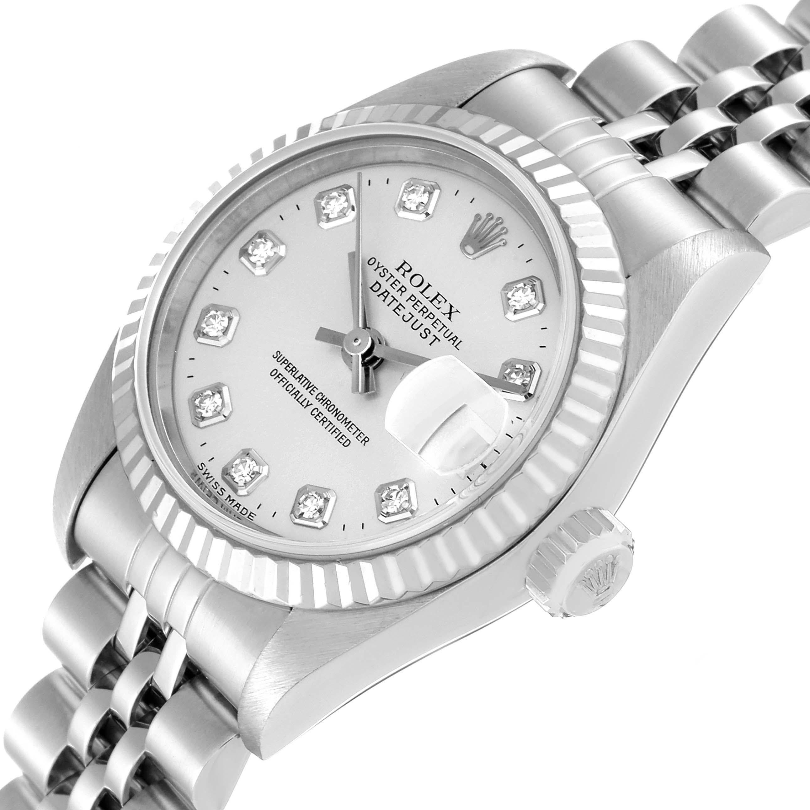 Rolex Datejust Steel White Gold Diamond Dial Ladies Watch 79174 1