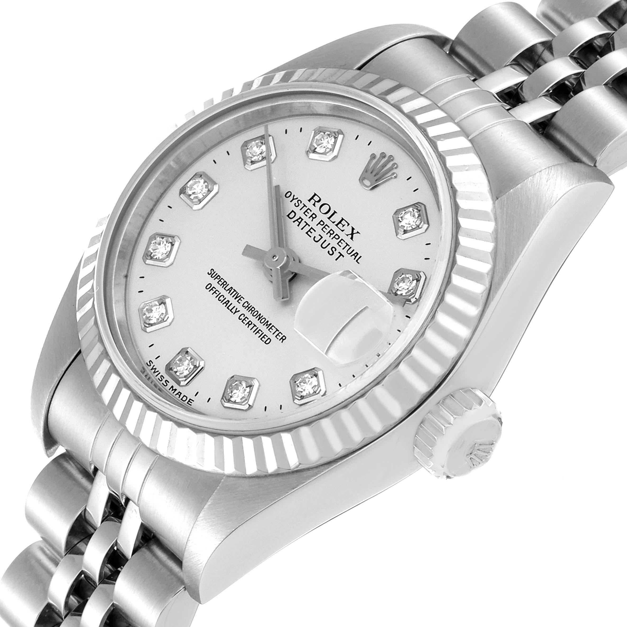 Rolex Datejust Steel White Gold Diamond Dial Ladies Watch 79174 1