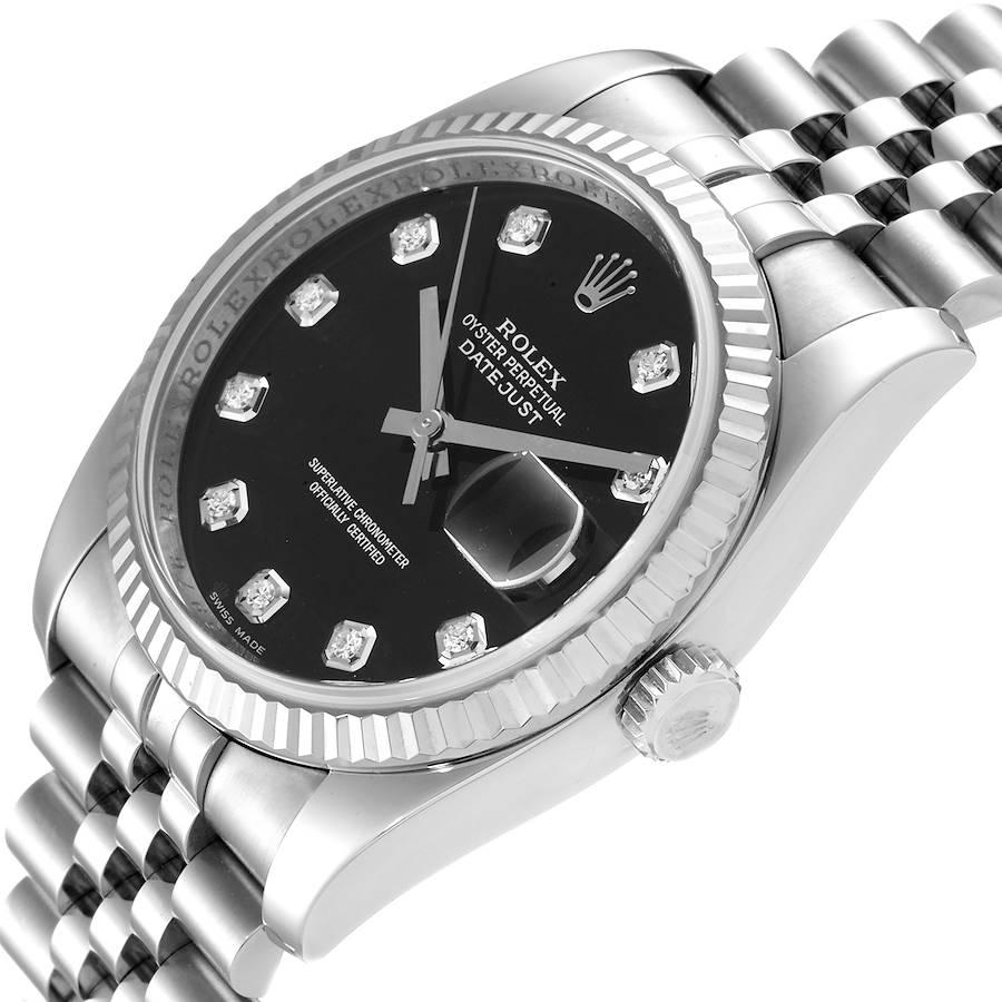 Men's Rolex Datejust Steel White Gold Diamond Dial Mens Watch 116234 Box Card