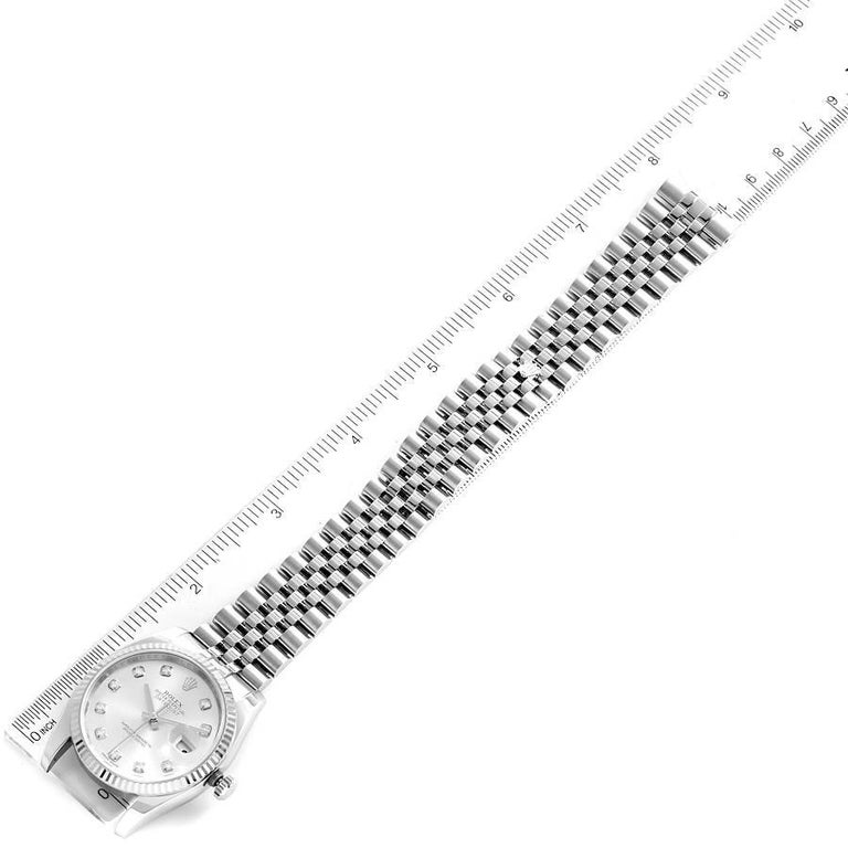 Rolex Datejust Steel White Gold Diamond Dial Mens Watch 116234 6