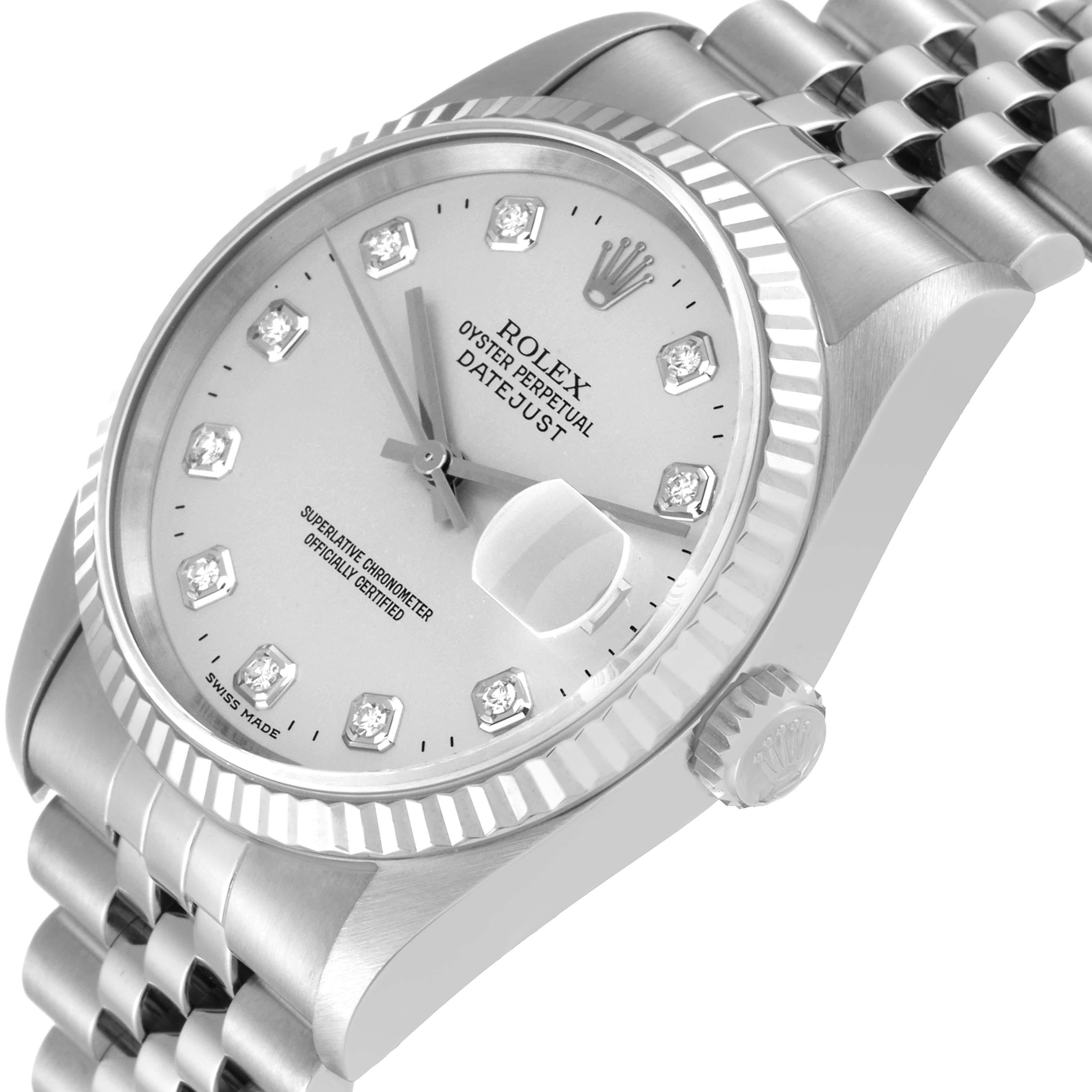 Men's Rolex Datejust Steel White Gold Diamond Dial Mens Watch 16234
