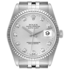 Vintage Rolex Datejust Steel White Gold Diamond Dial Mens Watch 16234