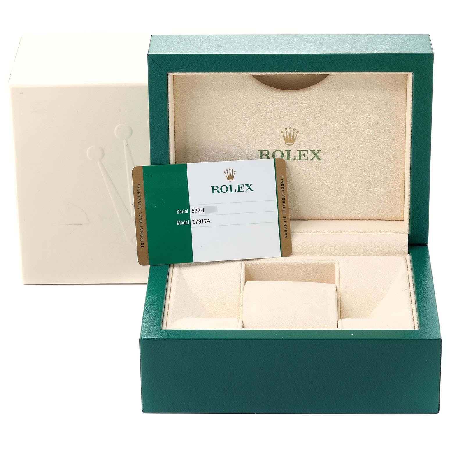 Rolex Datejust Steel White Gold Diamond Ladies Watch 179174 Box Card For Sale 8