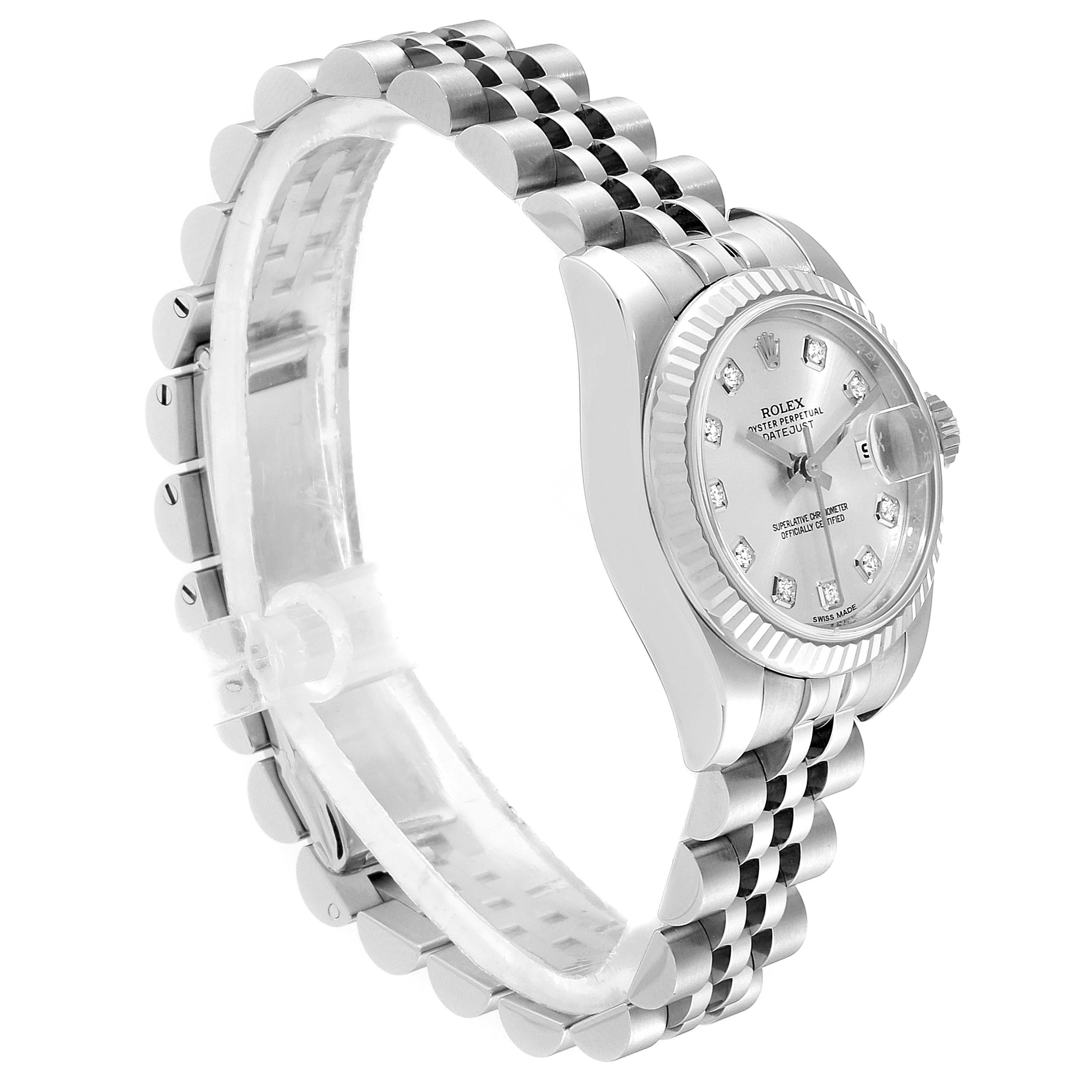 Women's Rolex Datejust Steel White Gold Diamond Ladies Watch 179174 Box Card For Sale
