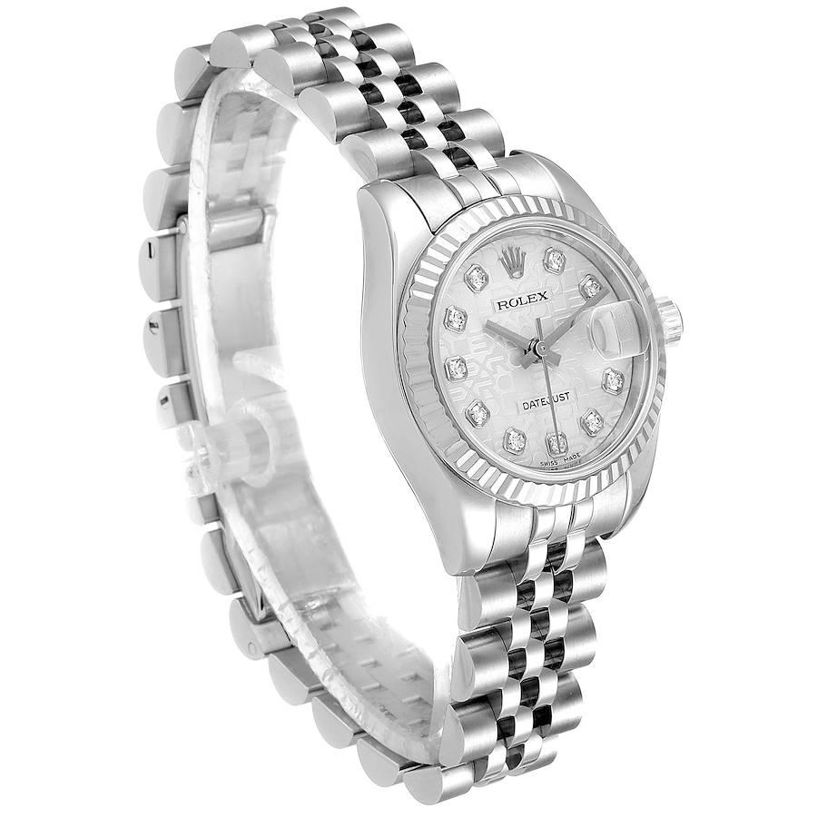 Rolex Datejust Steel White Gold Diamond Ladies Watch 179174 Box Papers In Excellent Condition For Sale In Atlanta, GA