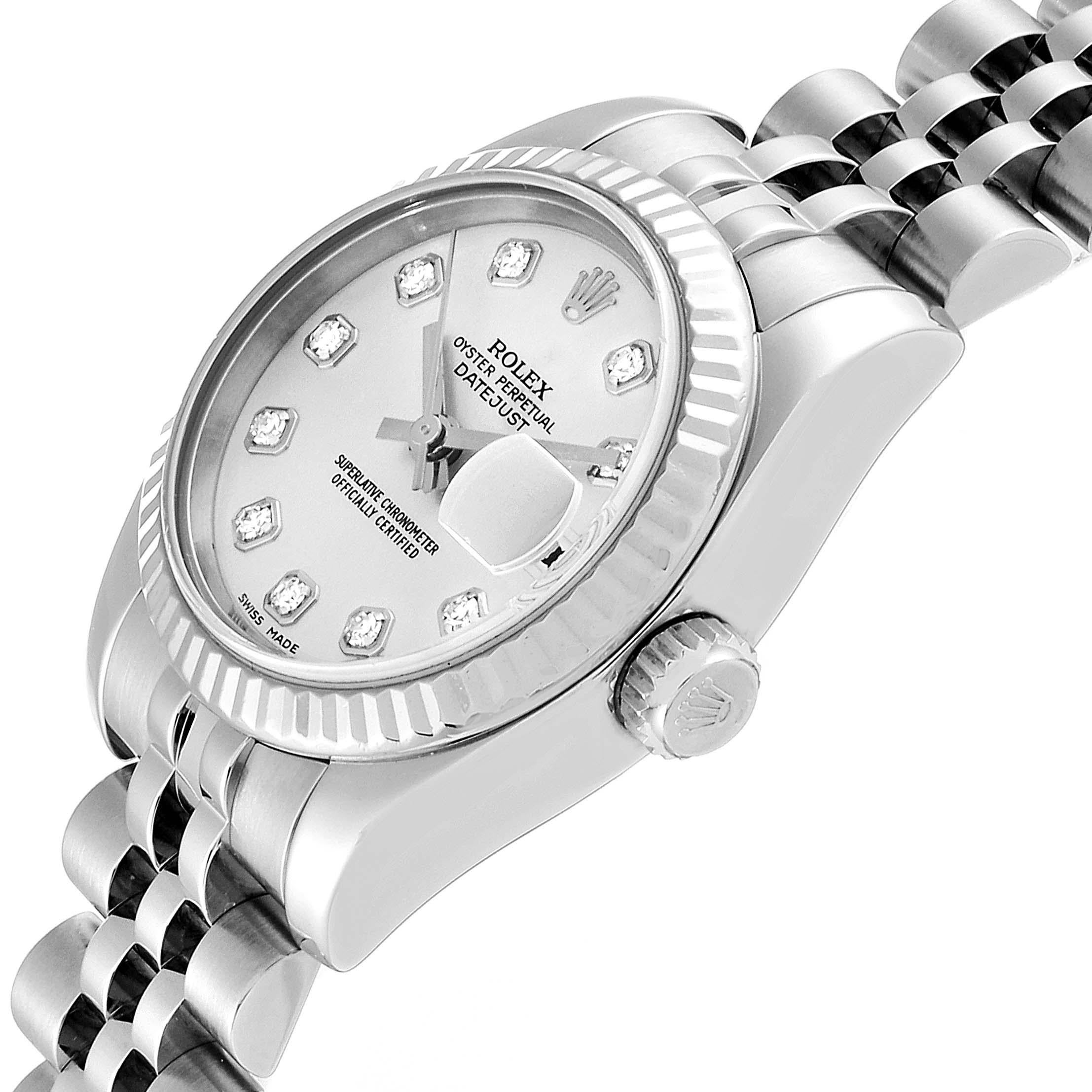 Women's Rolex Datejust Steel White Gold Diamond Ladies Watch 179174 Box Papers