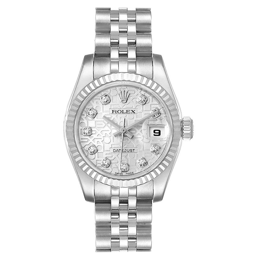 Rolex Datejust Steel White Gold Diamond Ladies Watch 179174 Box Papers For Sale