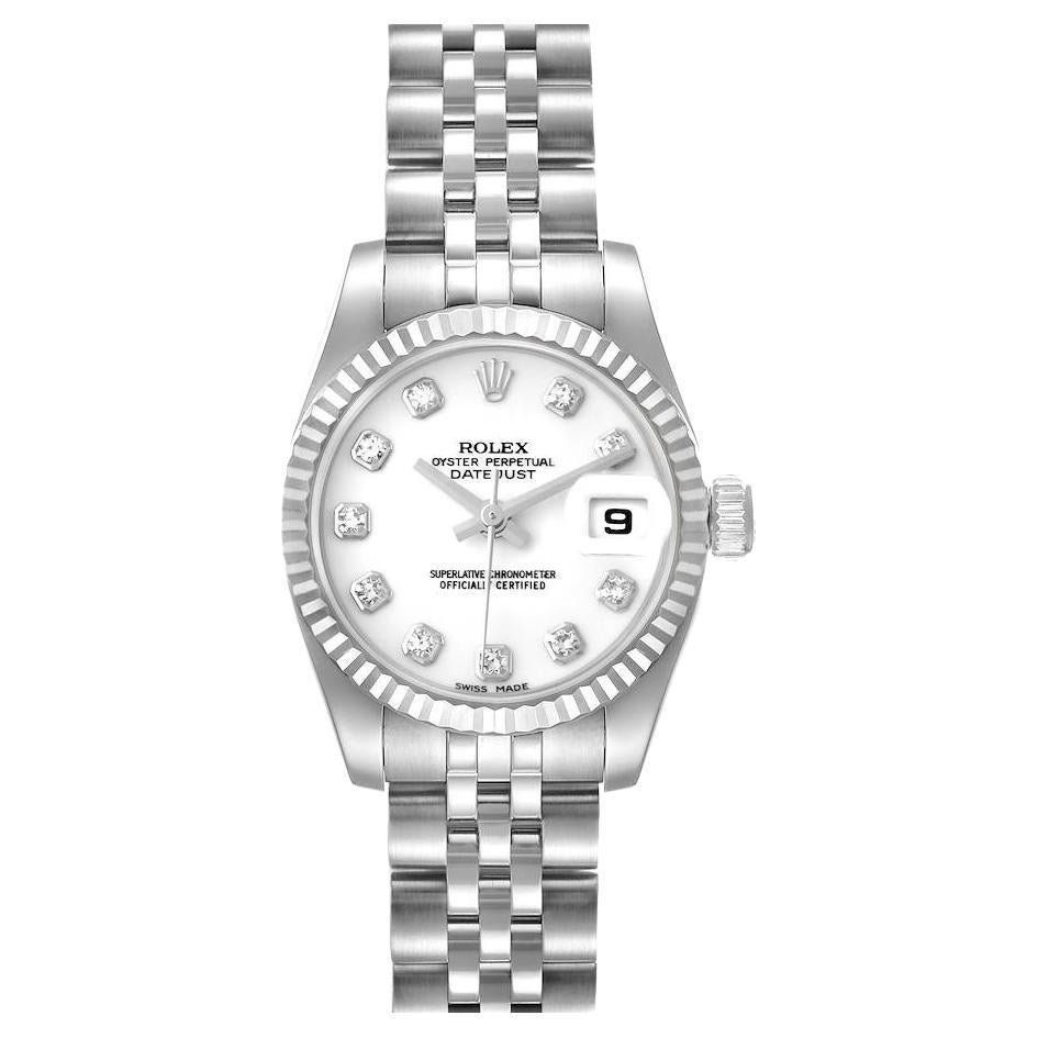 Rolex Datejust Steel White Gold Black Dial Ladies Watch 179174 Box ...