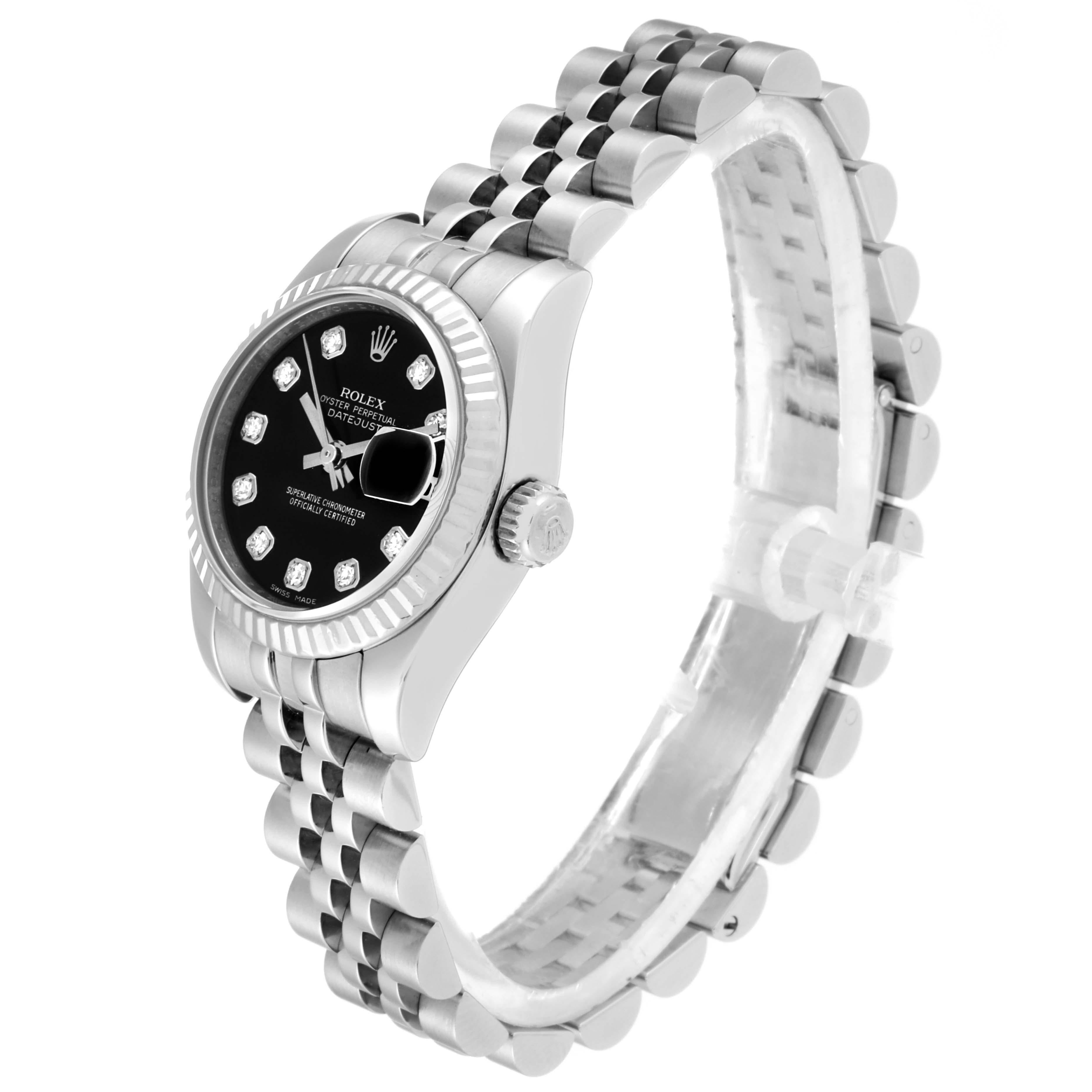 Women's Rolex Datejust Steel White Gold Diamond Ladies Watch 79174 Box Card For Sale