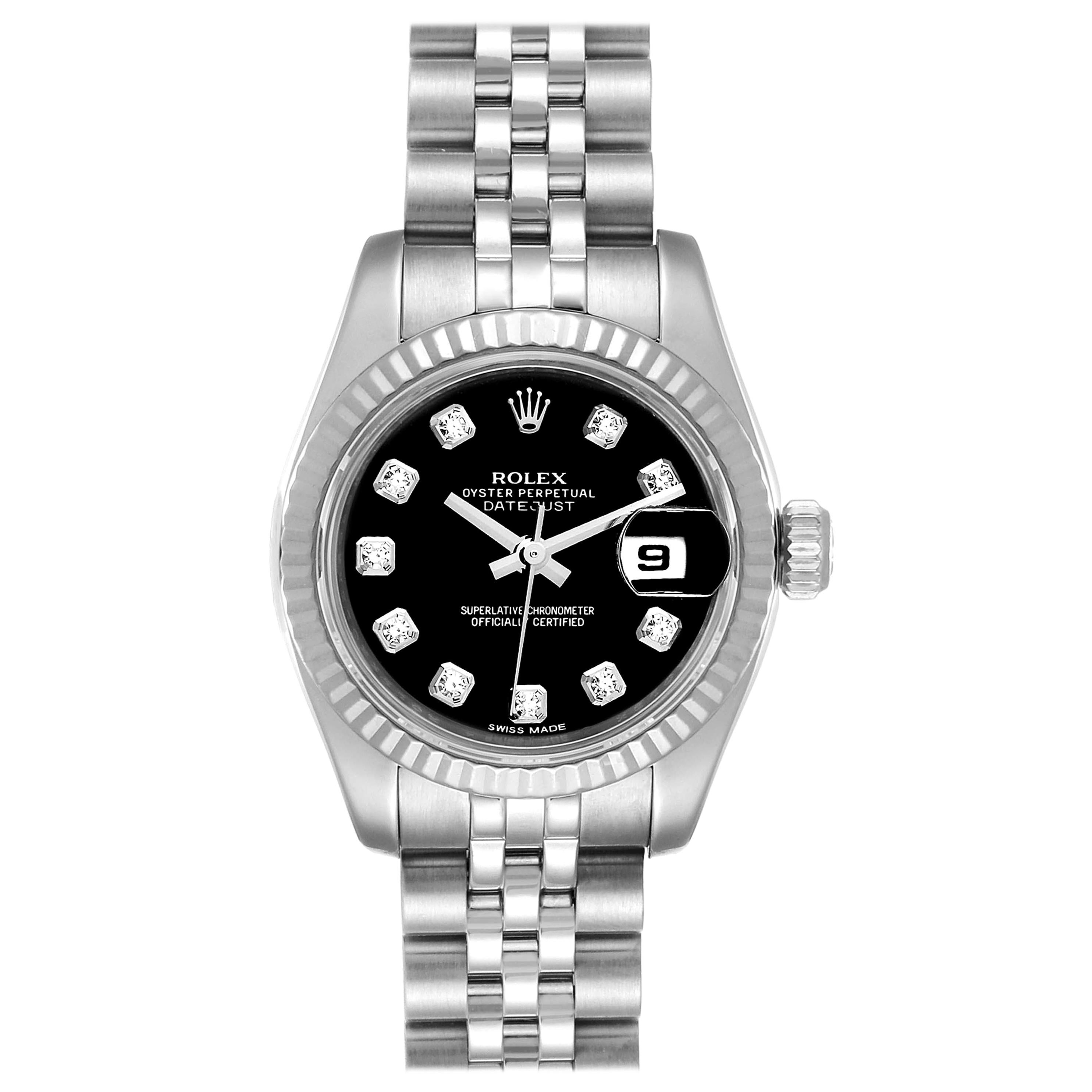 Rolex Datejust Steel White Gold Diamond Ladies Watch 79174 Box Card For Sale