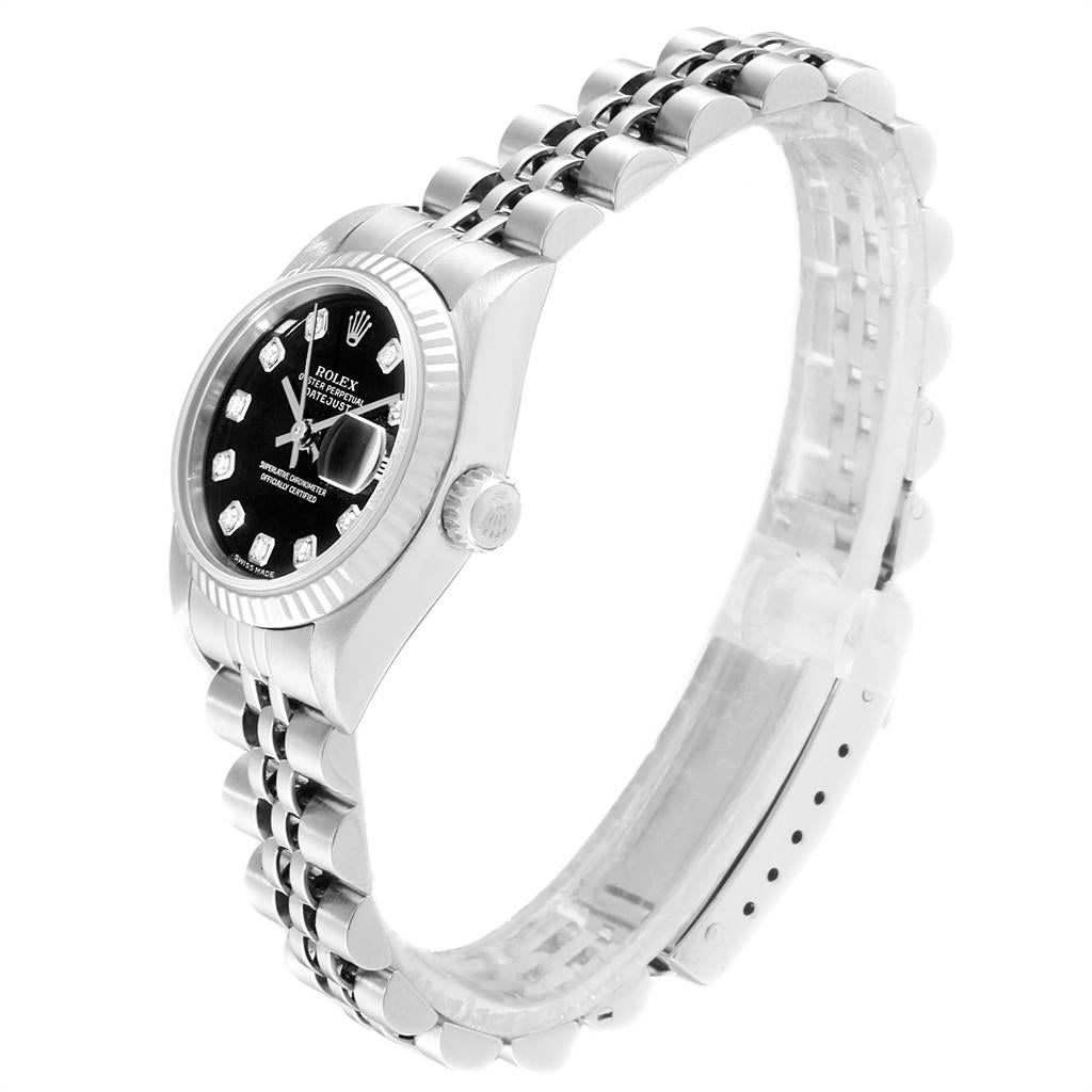 Women's Rolex Datejust Steel White Gold Diamond Ladies Watch 79174 Box Papers