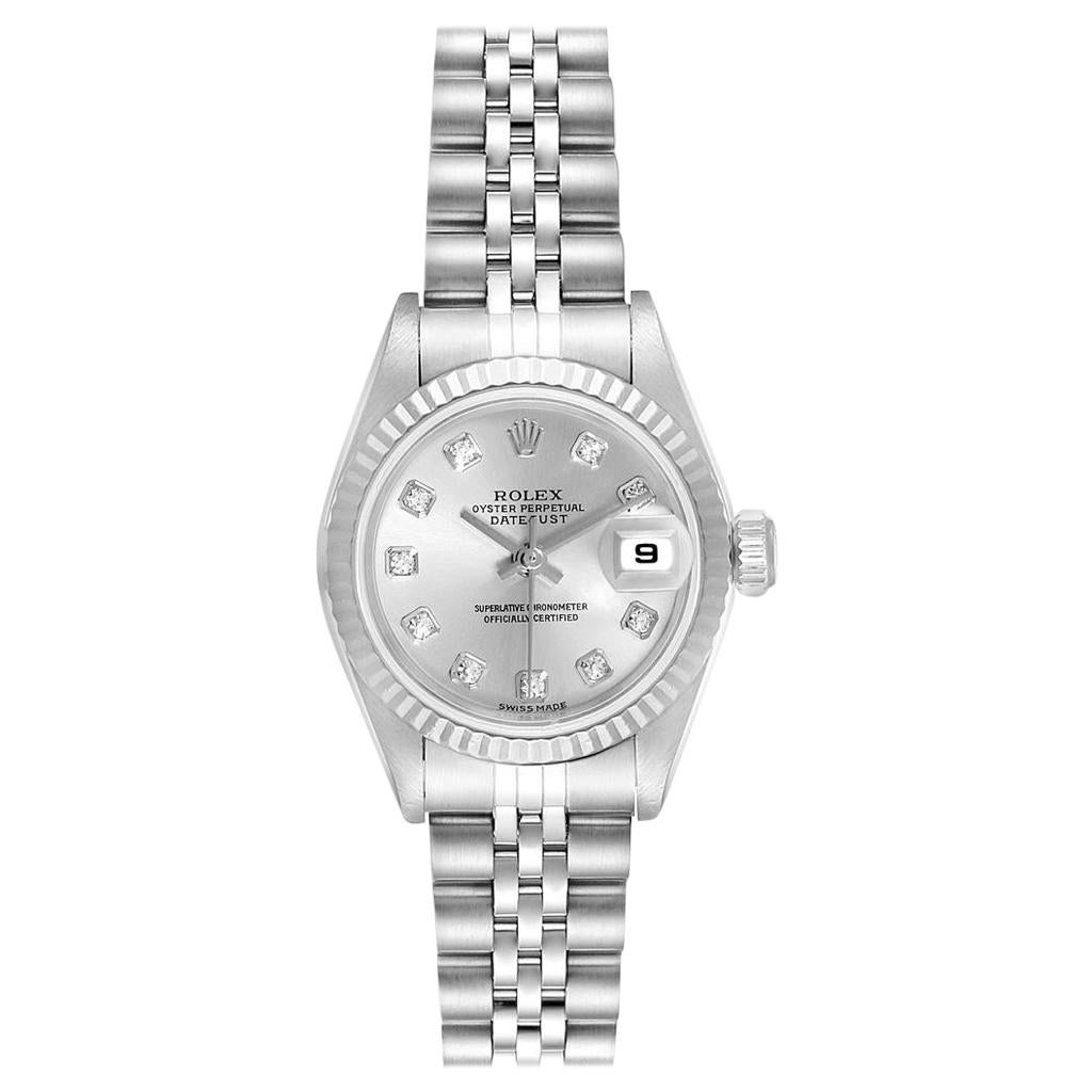 Rolex Datejust Steel White Gold Diamond Ladies Watch 79174 Box Papers