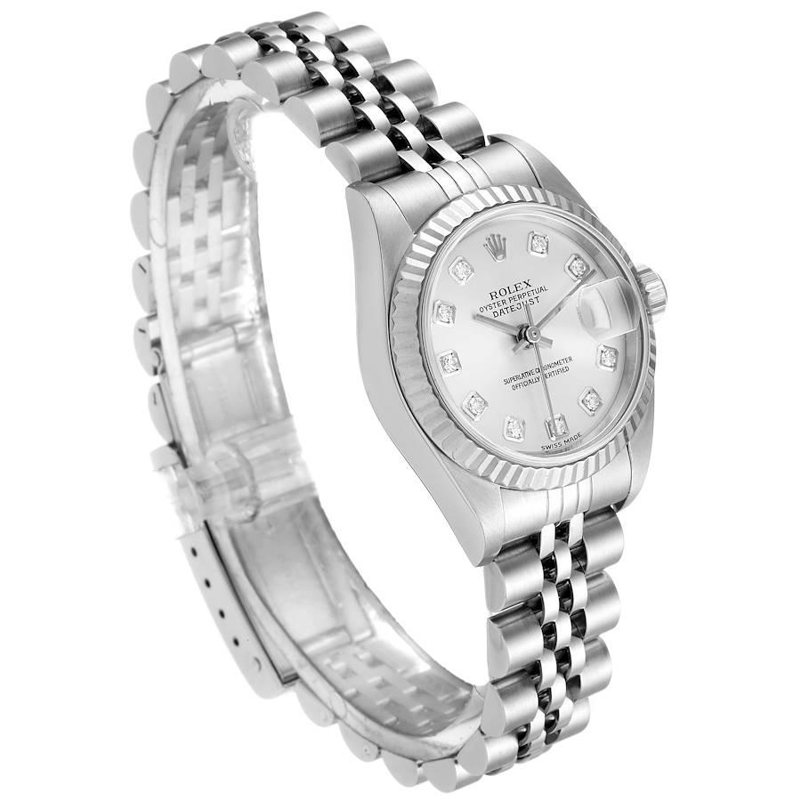 Rolex Datejust Steel White Gold Diamond Ladies Watch 79174 Papers In Good Condition For Sale In Atlanta, GA