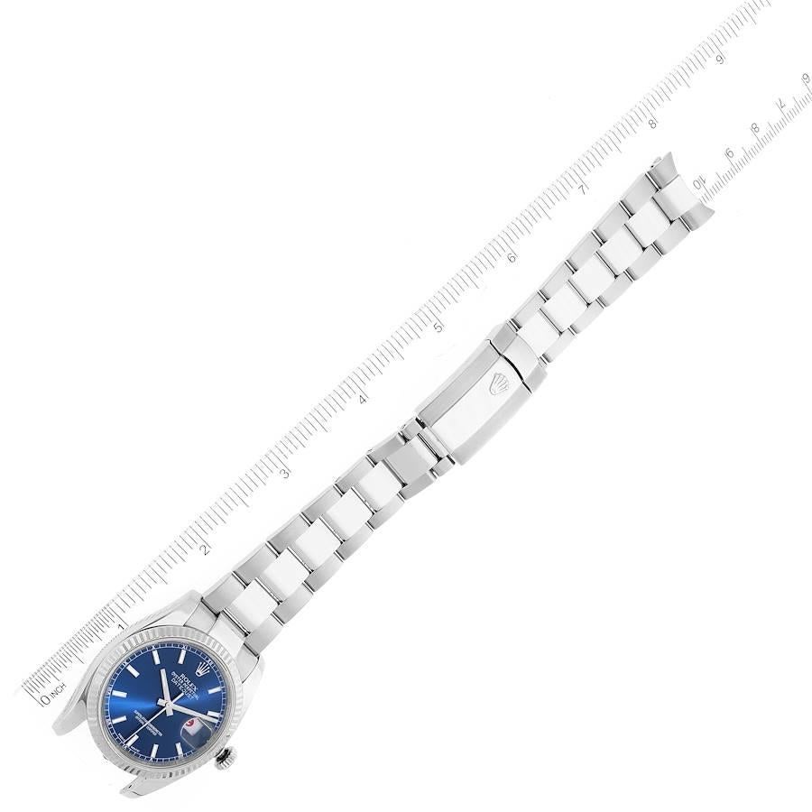 Rolex Datejust Steel White Gold Fluted Bezel Blue Dial Mens Watch 116234 For Sale 3