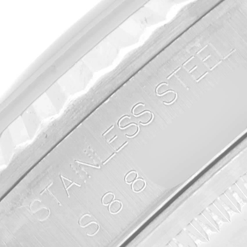 Rolex Datejust Steel White Gold Fluted Bezel Blue Dial Mens Watch 16234