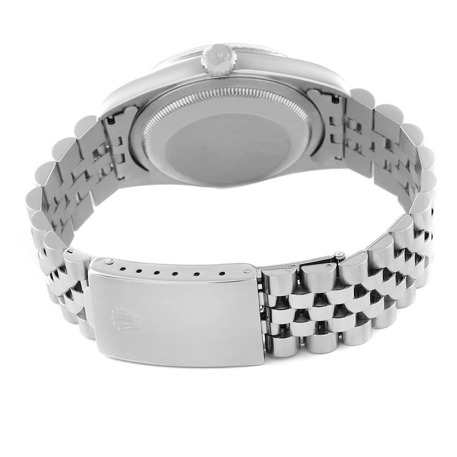 Rolex Datejust Steel White Gold Fluted Bezel Blue Dial Mens Watch 16234