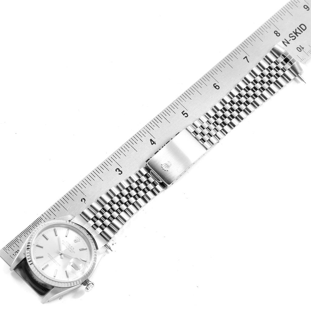 Rolex Datejust Steel White Gold Fluted Bezel Men's Watch 16234 For Sale 7