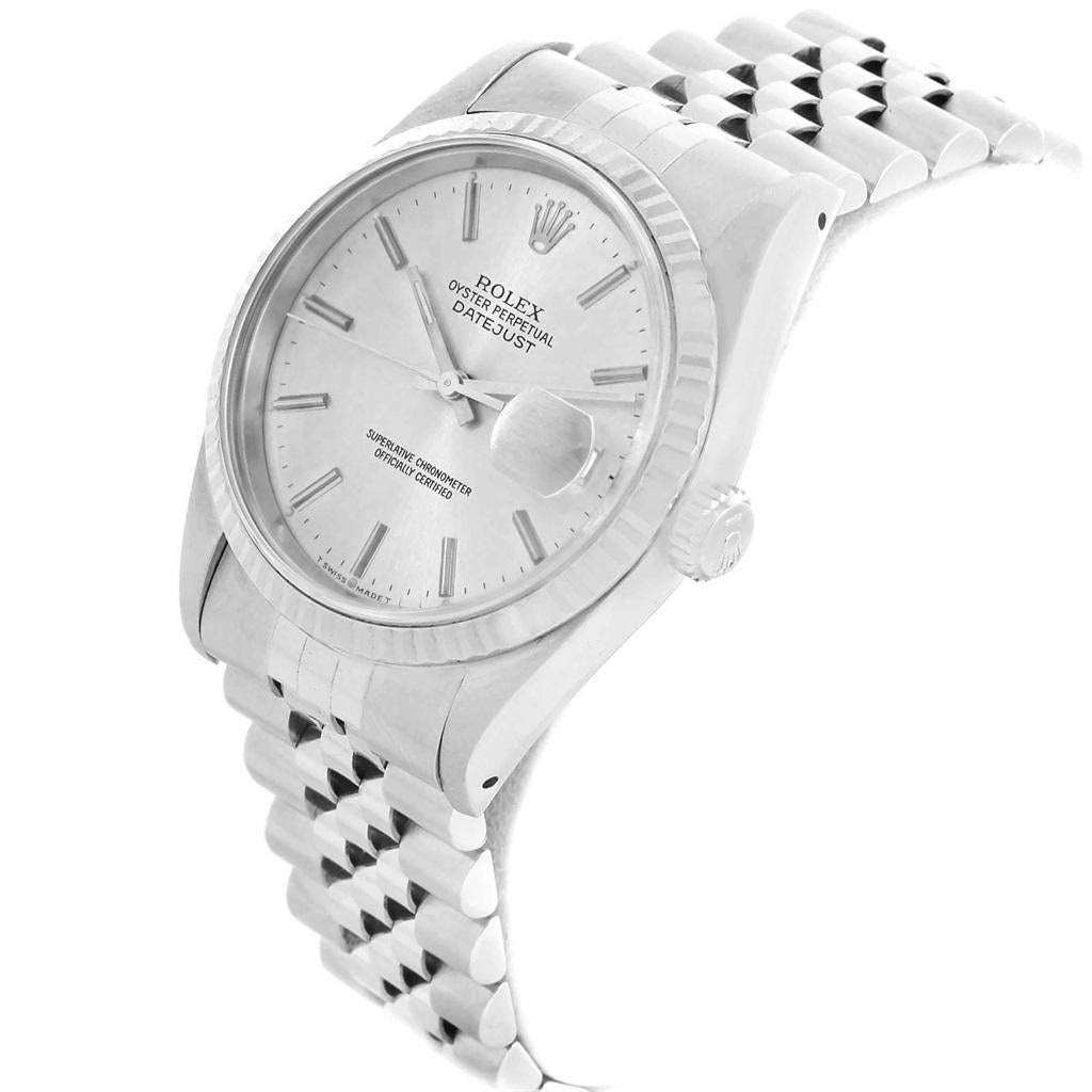 Rolex Datejust Steel White Gold Fluted Bezel Men's Watch 16234 For Sale 1