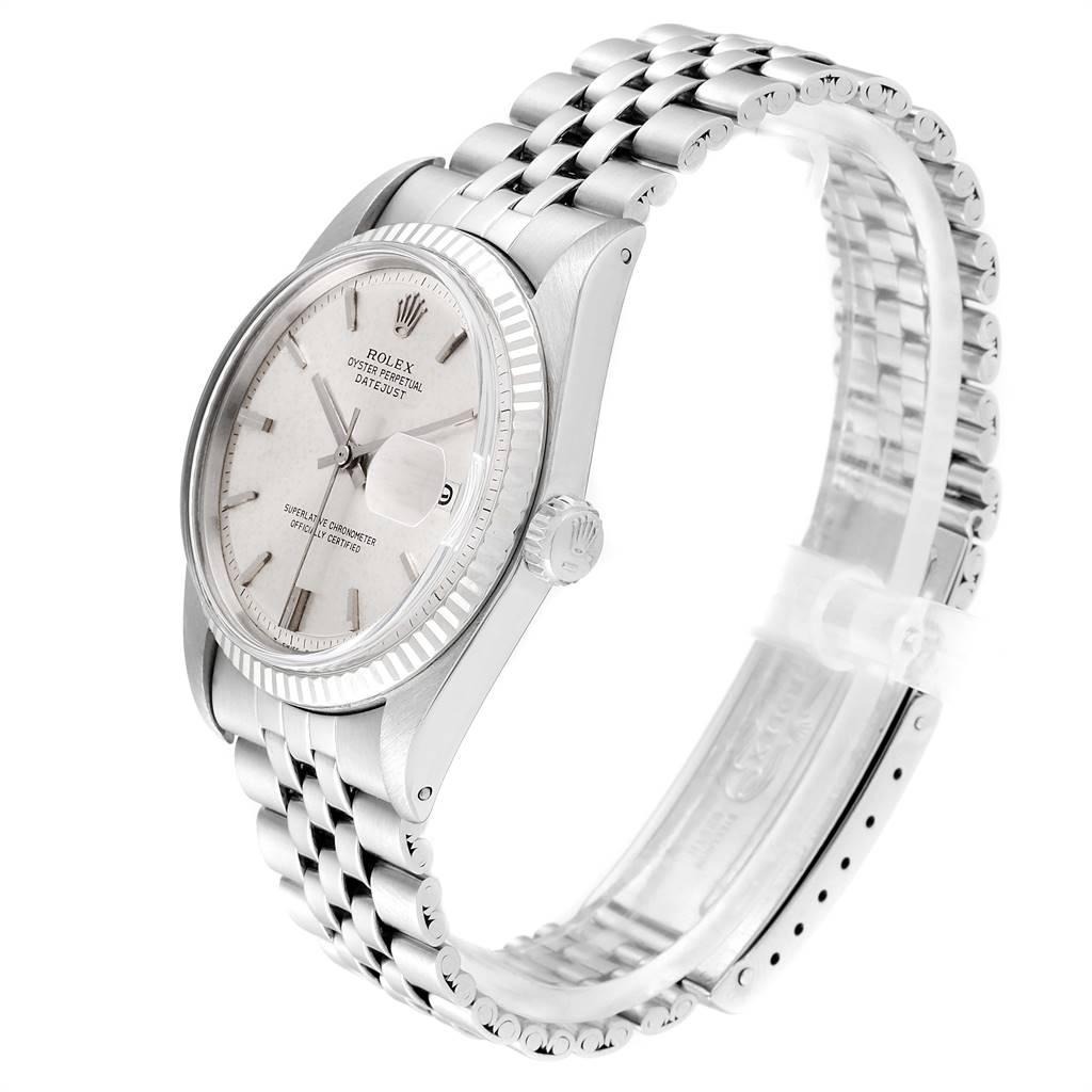 Men's Rolex Datejust Steel White Gold Fluted Bezel Vintage Steel Watch 1601