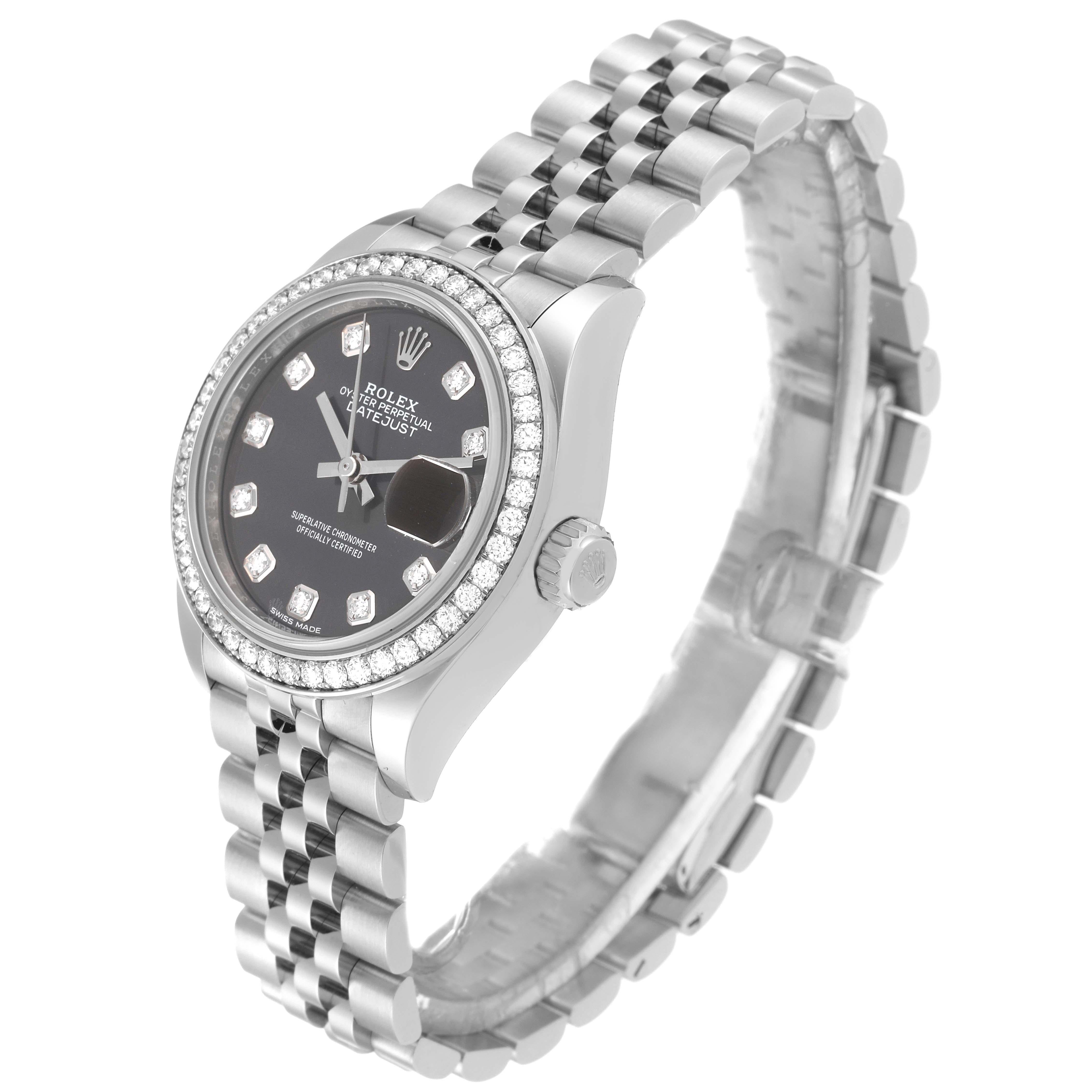 Women's Rolex Datejust Steel White Gold Grey Dial Diamond Ladies Watch 279384 Box Card For Sale