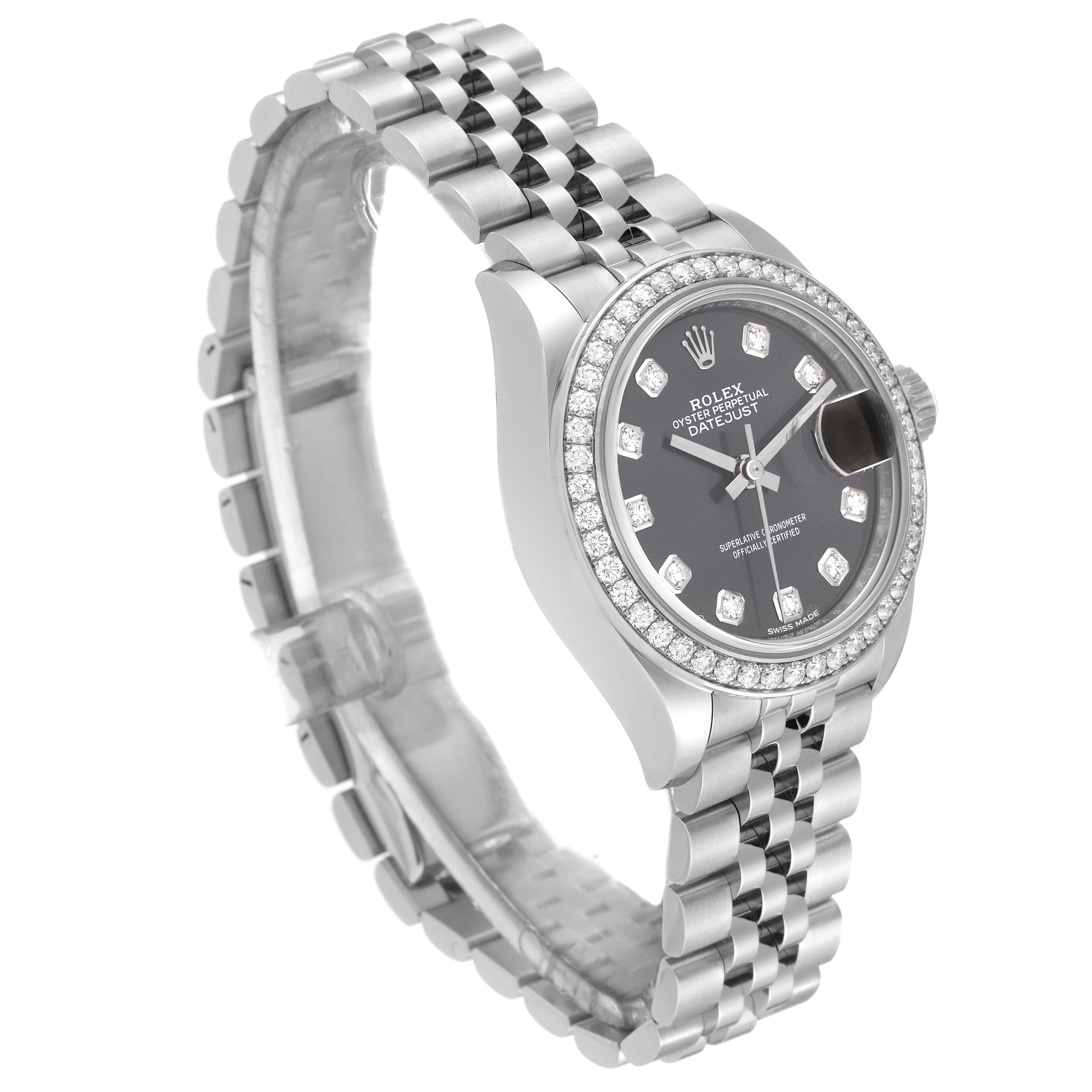 Rolex Datejust Steel White Gold Grey Dial Diamond Ladies Watch 279384 Box Card For Sale 1