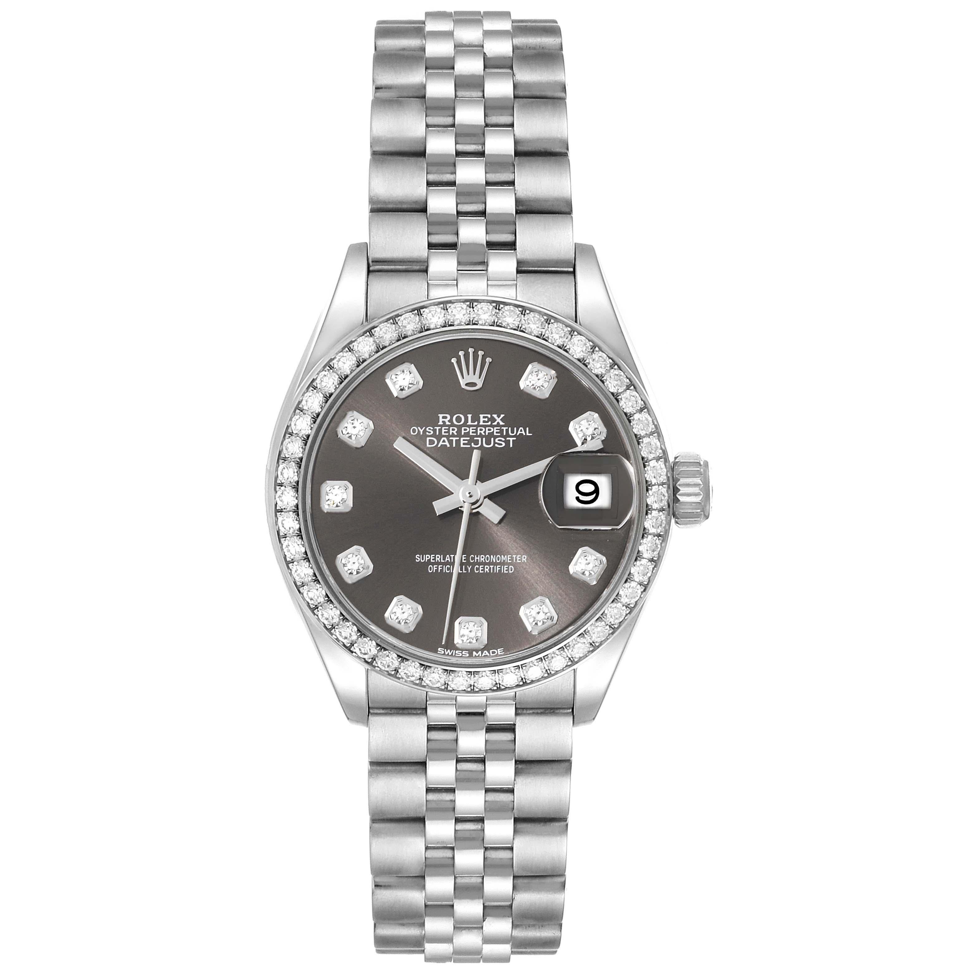 Rolex Datejust Steel White Gold Grey Dial Diamond Ladies Watch 279384 Box Card For Sale 3