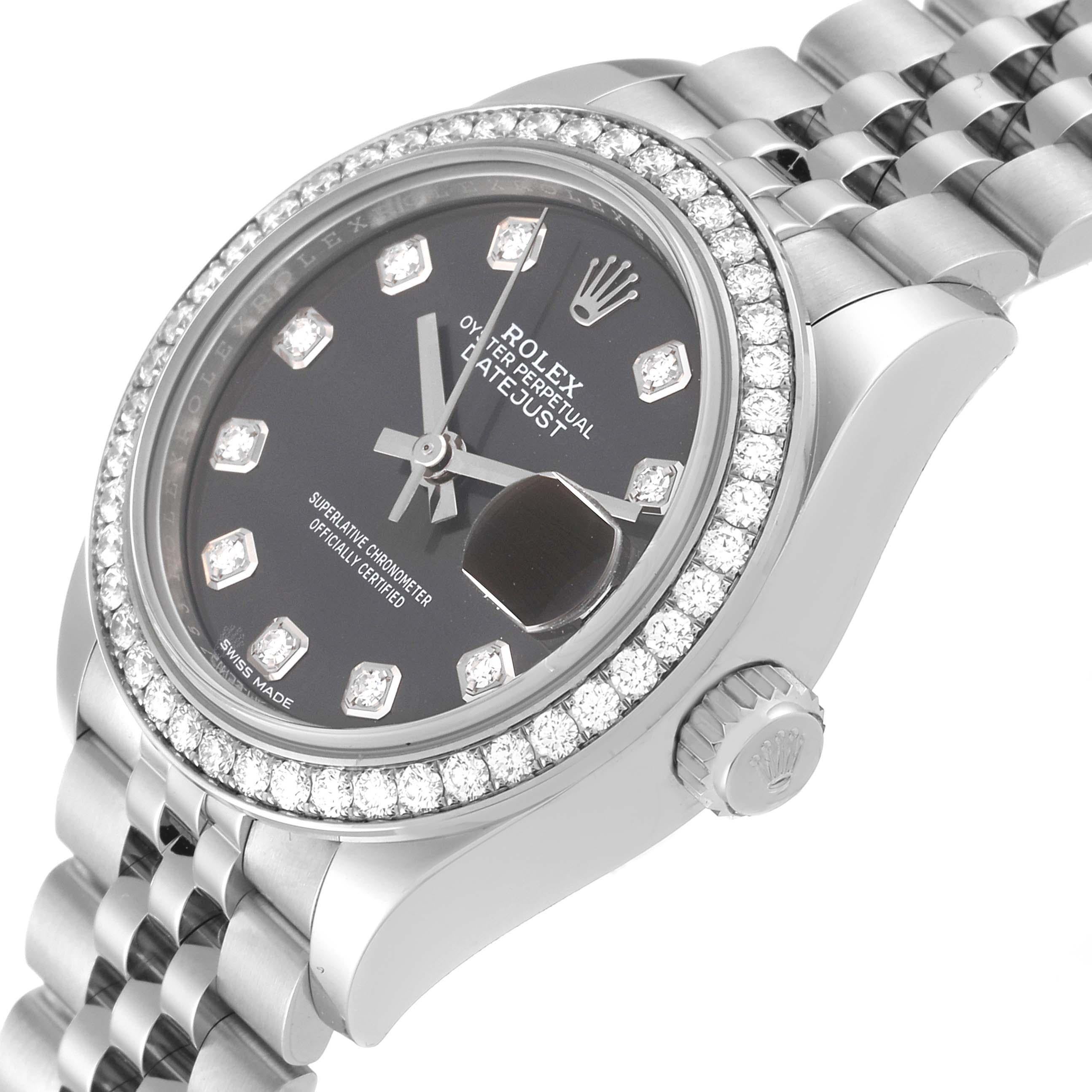 Rolex Datejust Steel White Gold Grey Dial Diamond Ladies Watch 279384 Box Card For Sale 4