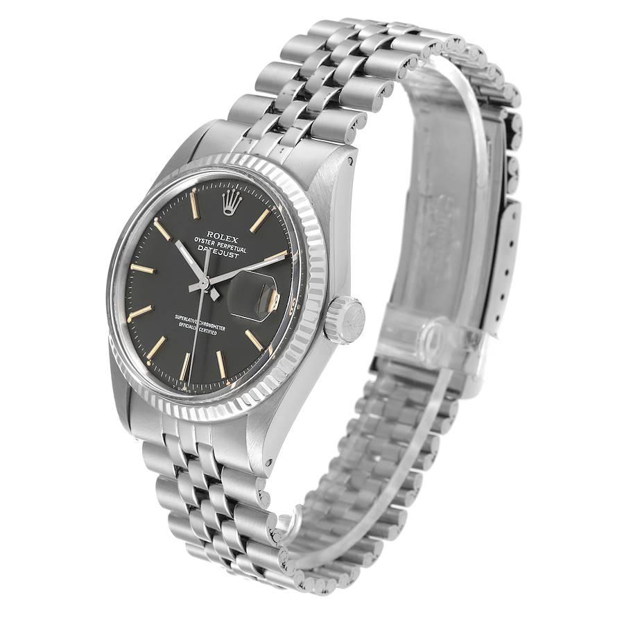 Men's Rolex Datejust Steel White Gold Grey Dial Vintage Mens Watch 1601