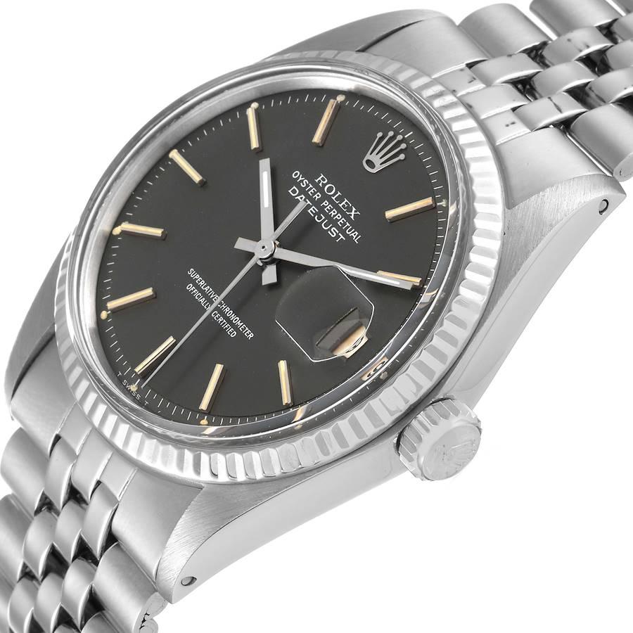Rolex Datejust Steel White Gold Grey Dial Vintage Mens Watch 1601 1