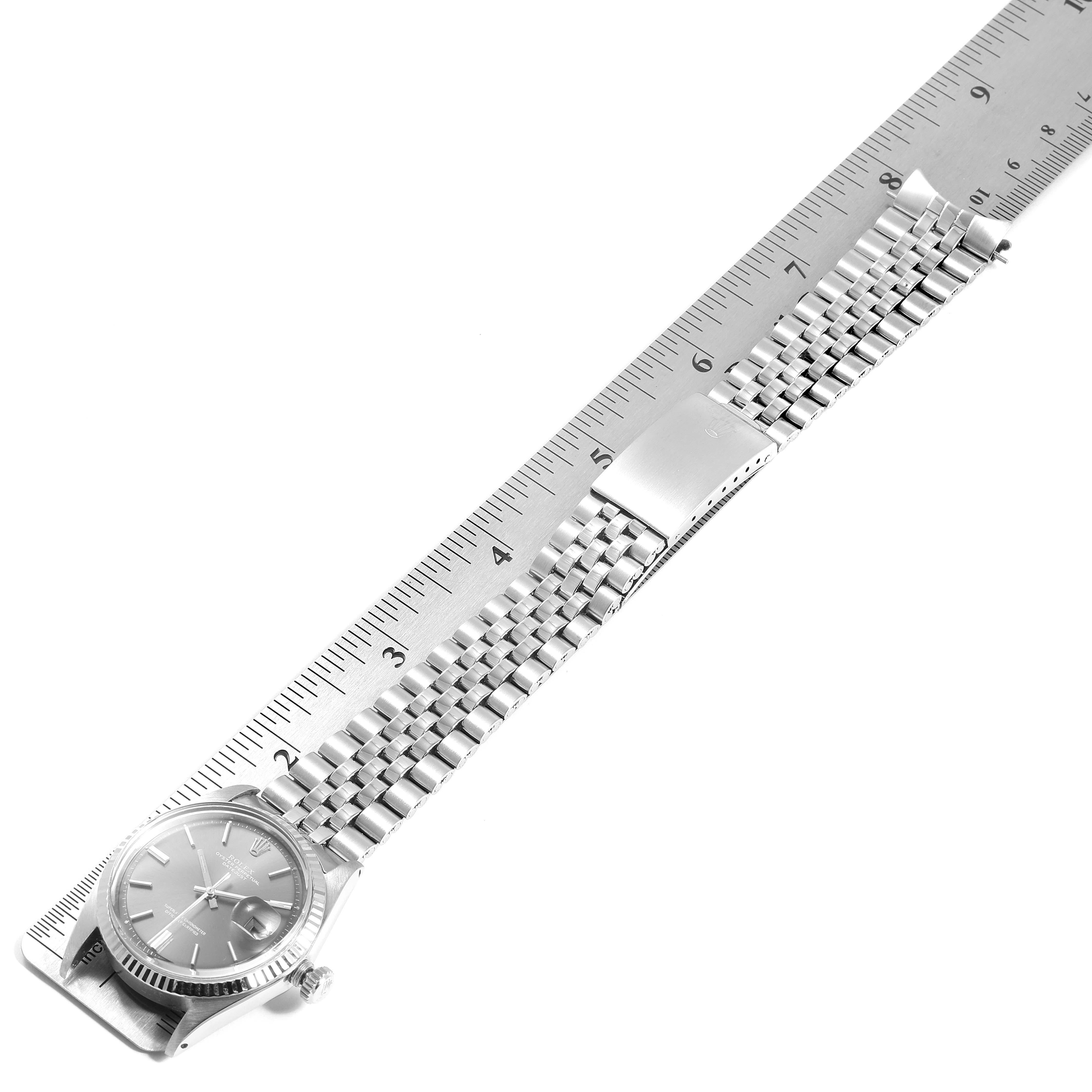 Rolex Datejust Steel White Gold Grey Dial Vintage Steel Watch 1601 For Sale 6