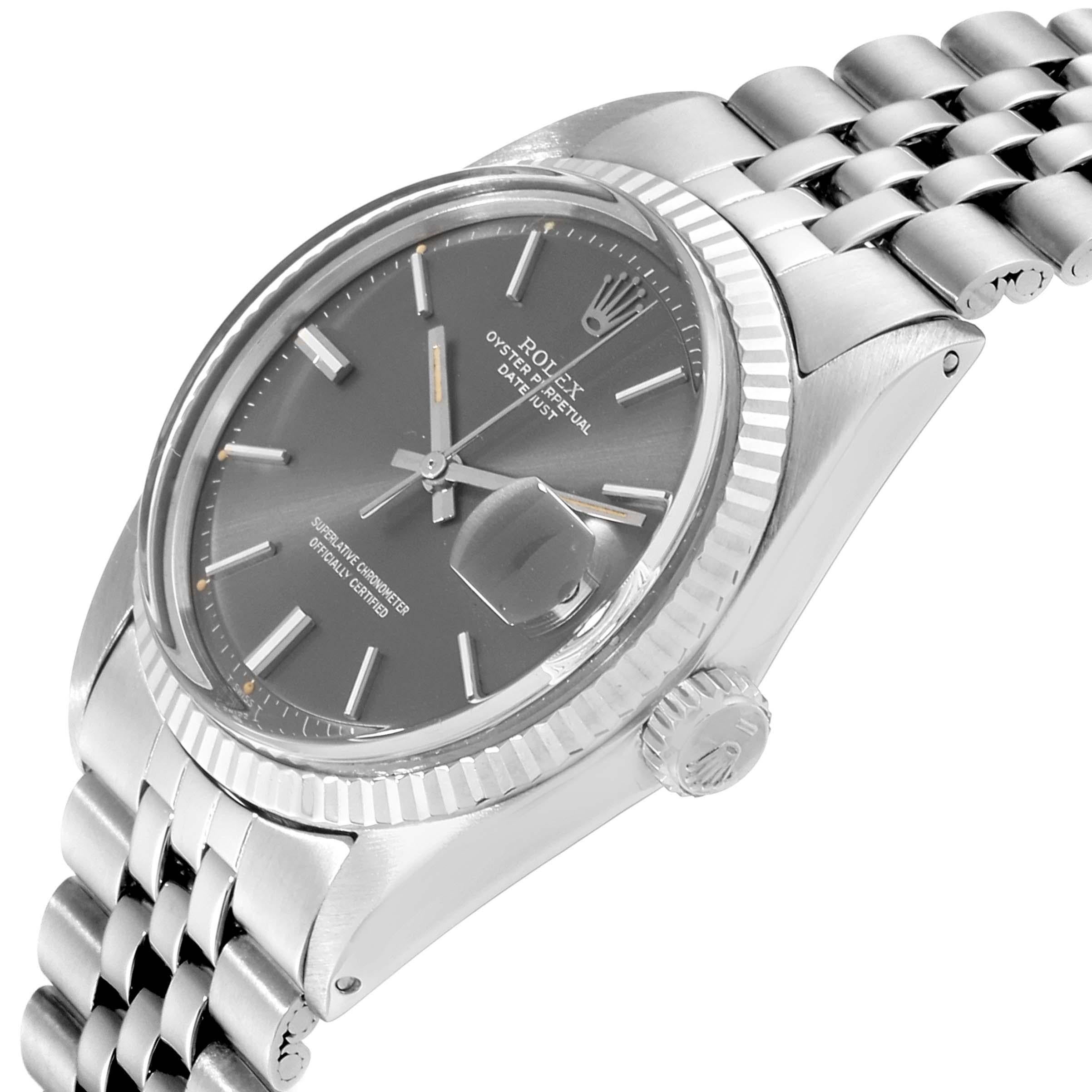 Rolex Datejust Steel White Gold Grey Dial Vintage Steel Watch 1601 For Sale 1