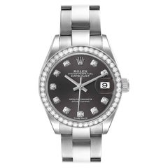 rolex datejust grey dial diamond Rolex Datejust Steel White Gold Grey Diamond Dial Ladies Watch 279384 Box Card