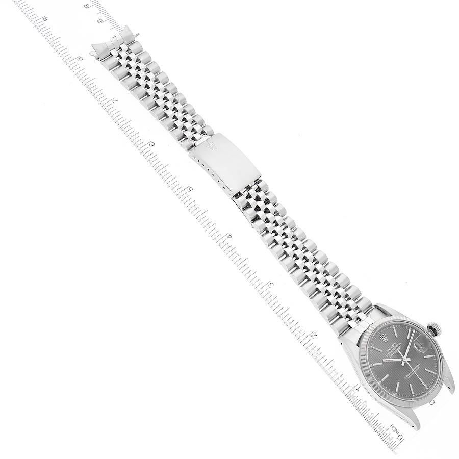 Rolex Datejust Steel White Gold Grey Tapestry Dial Vintage Mens Watch 16014 5