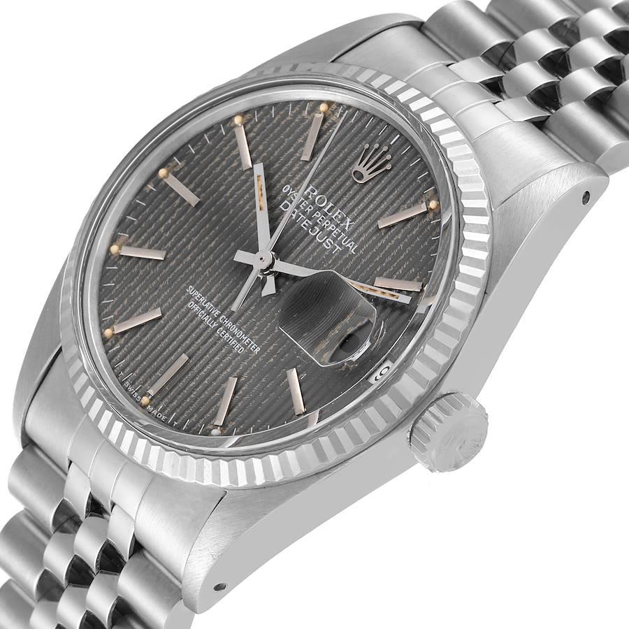Men's Rolex Datejust Steel White Gold Grey Tapestry Dial Vintage Mens Watch 16014