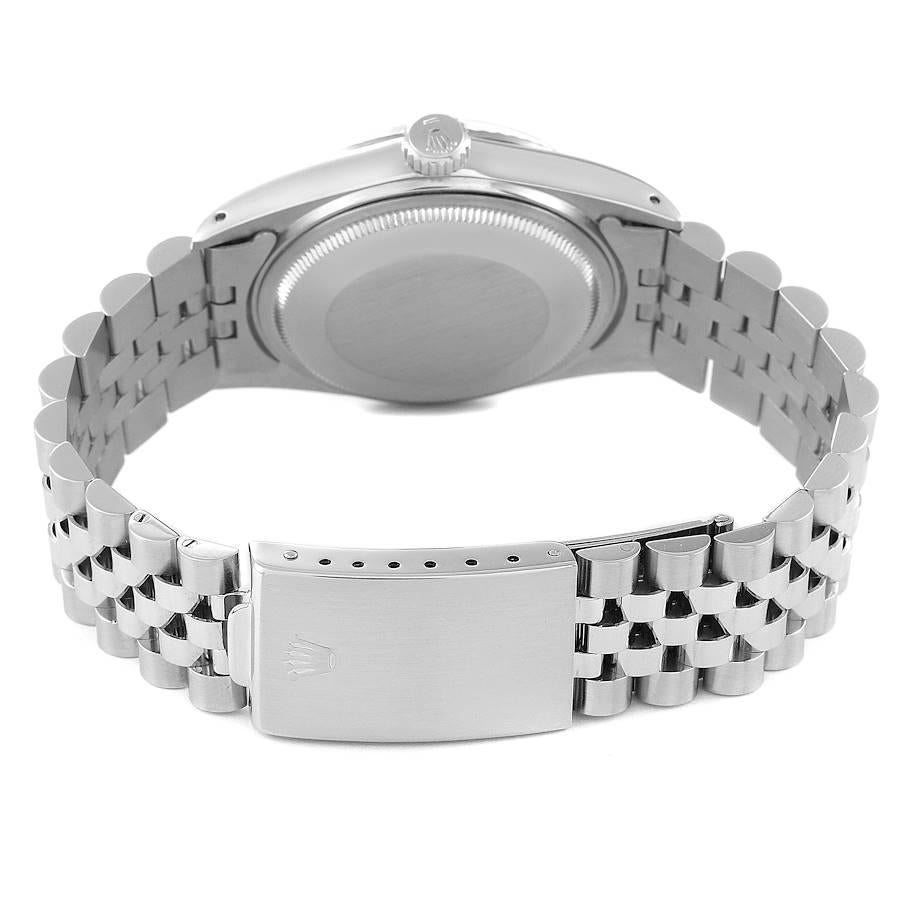 Rolex Datejust Steel White Gold Grey Tapestry Dial Vintage Mens Watch 16014 4