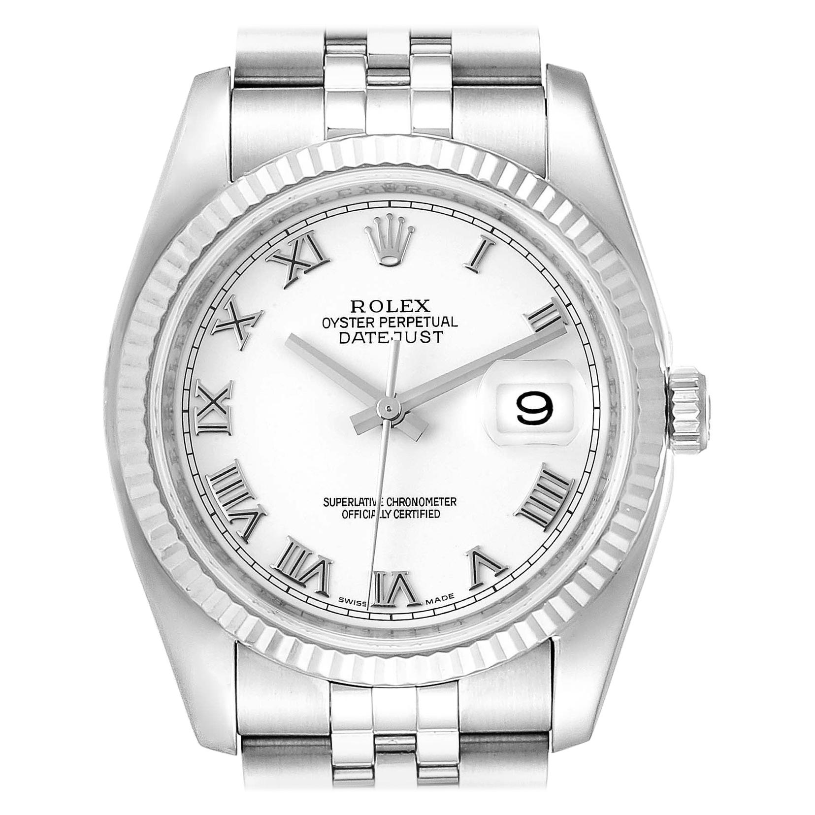 Rolex Datejust Steel White Gold Jubilee Bracelet Watch 116234 For Sale