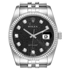 Rolex Datejust Steel White Gold Jubilee Diamond Dial Mens Watch 116234