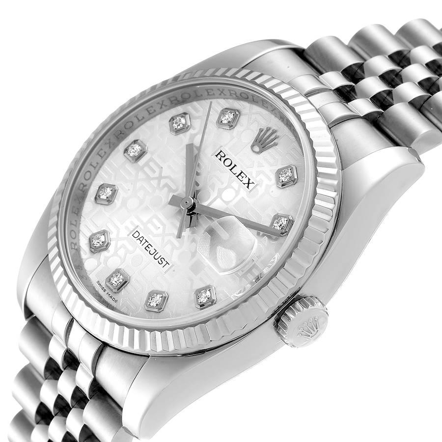 Men's Rolex Datejust Steel White Gold Jubilee Diamond Dial Watch 116234 Box Card For Sale