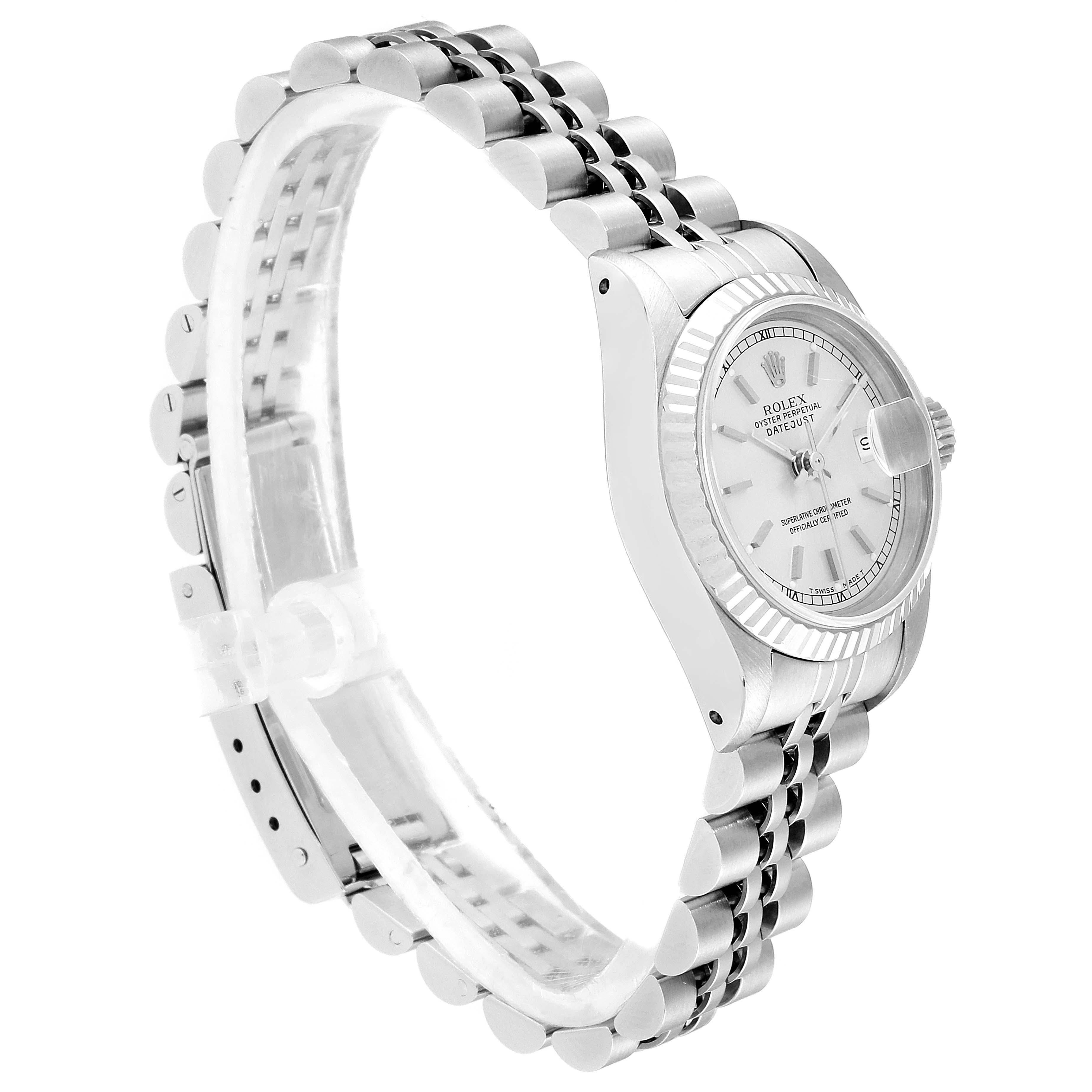 Women's Rolex Datejust Steel White Gold Ladies Watch 69174 Box Papers